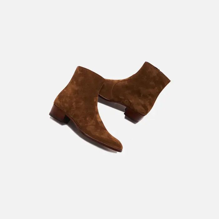 Saint Laurent Paris o1bcso1str1224 Wyatt Zipped Boots In Suede in Brown Size US 8 / EU 41 - 3 Thumbnail