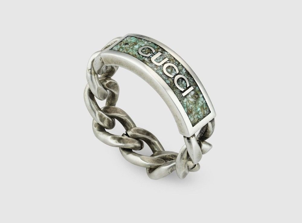 Gucci Gucci .925 Silver Teal Chain Ring Size ONE SIZE - 1 Thumbnail