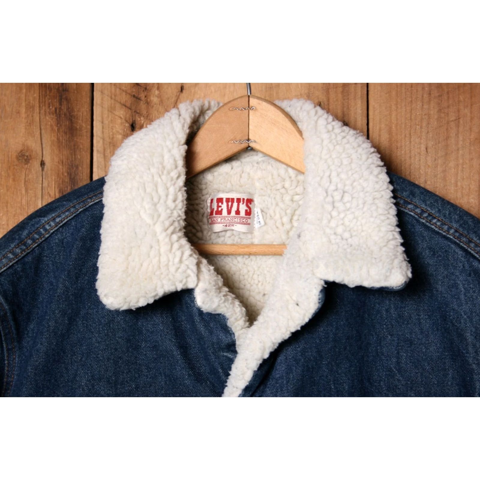 Levi's VINTAGE LEVI'S Denim Jacket Sherpa Lined Snap Button Blue 42R Men Jeans Jacket Coat Sz. 42R Size US 42 / EU 58 - 2 Thumbnail