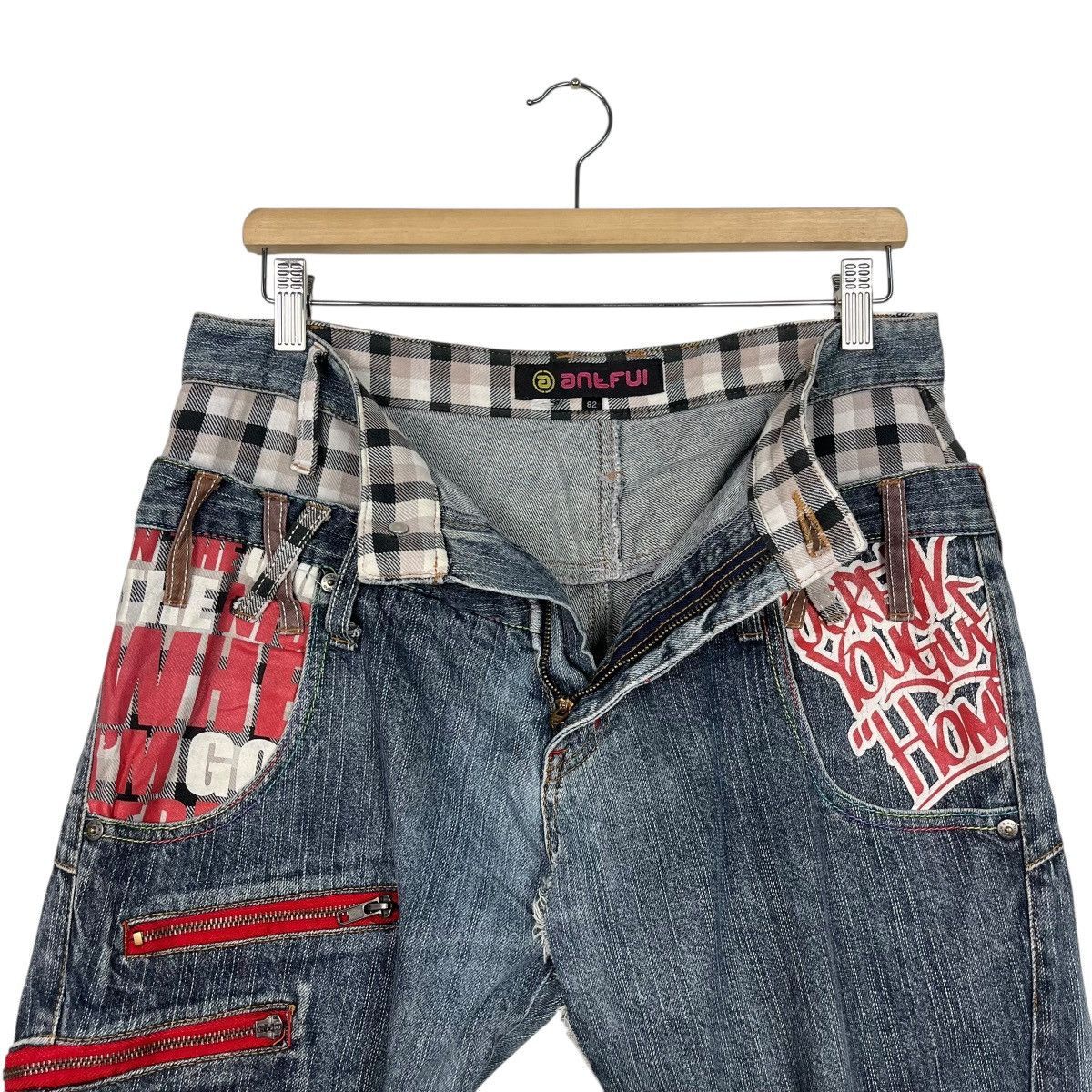 Seditionaries Vintage Antfui Double Waist Distressed Denim Jeans Size US 32 / EU 48 - 15 Thumbnail