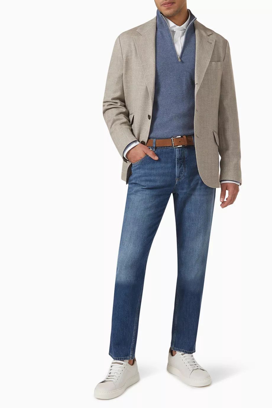 Brunello Cucinelli o1w1db10126 Deconstructed Cavallo Blazer in Light Brown Size US M / EU 48-50 / 2 - 2 Thumbnail