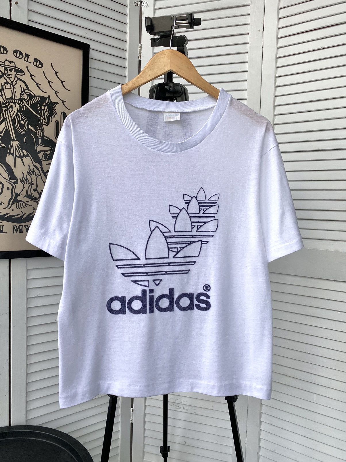 Adidas × Vintage Vintage 90s Adidas Retro Krown Logo Cropped Tee Shirt Size US M / EU 48-50 / 2 - 3 Thumbnail