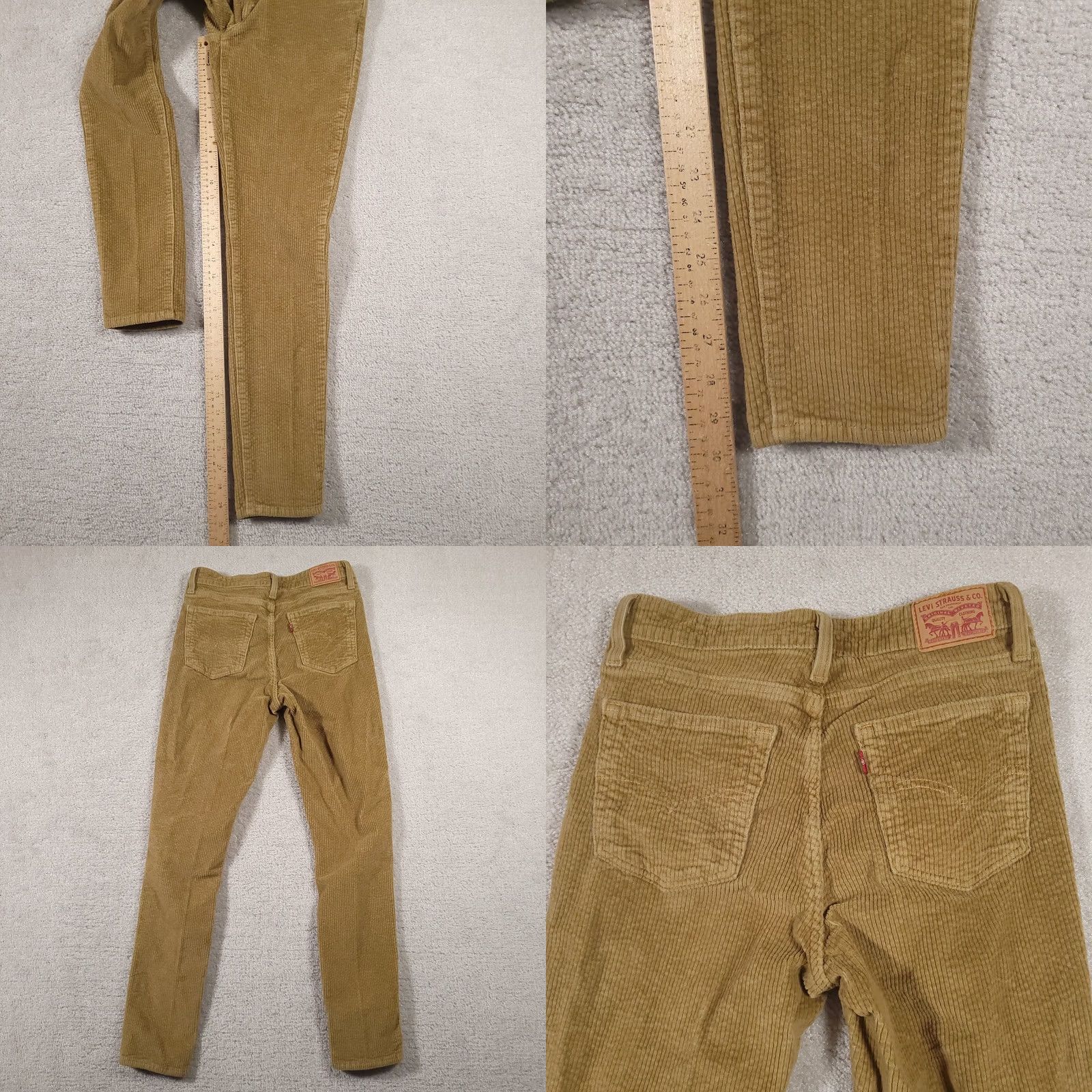 Levi's Levi's Skinny Corduroy Jeans Pants Women's 29X30 Golden Brown Mid-Rise Jeans Womens Regular 29 Brown Solid Retro College Denim Stretch Inseam 30 Size 29" - 8 Thumbnail