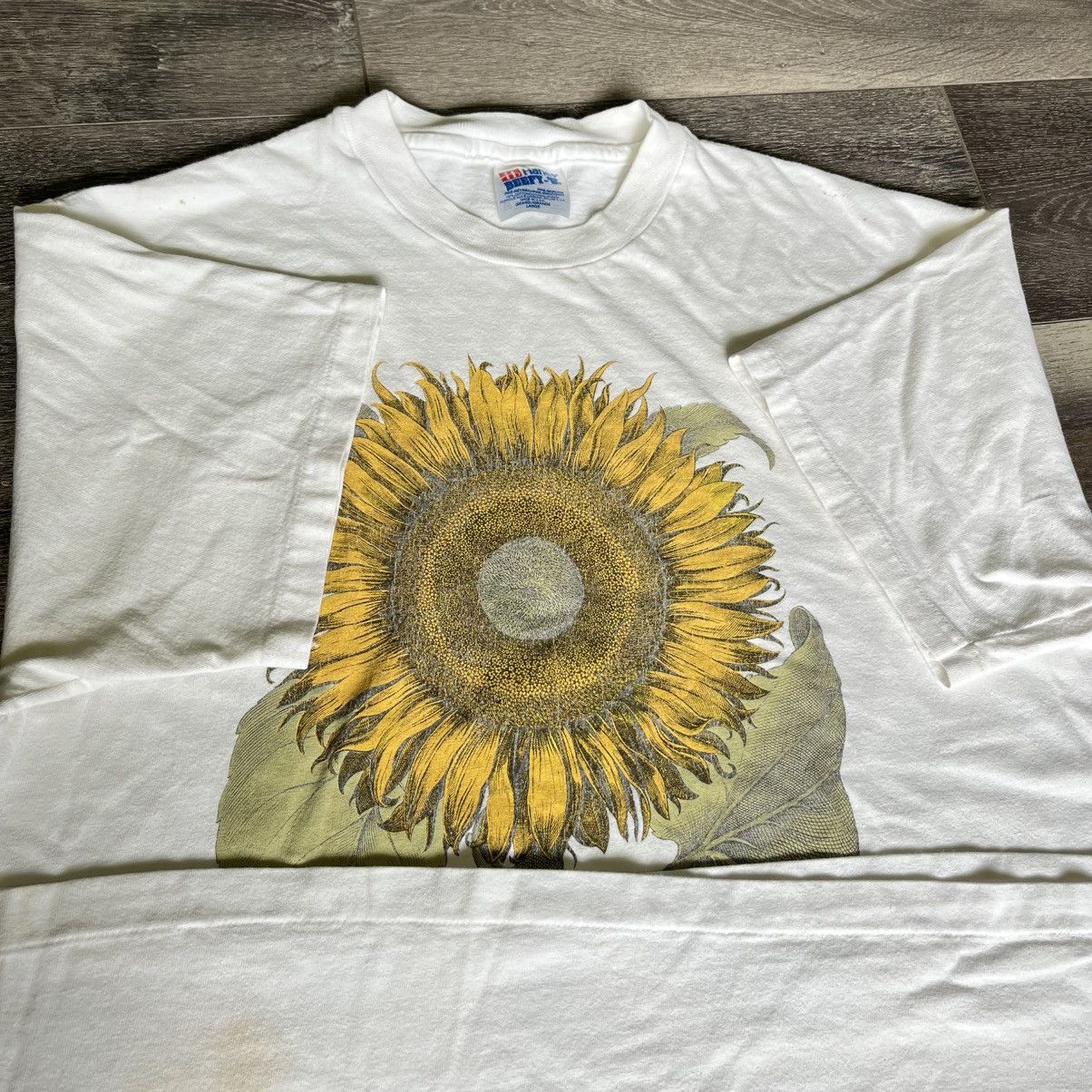 Vintage Vintage 90s Flos Solis Maior Sunflower Art Painting Logo Tee Size US L / EU 52-54 / 3 - 7 Thumbnail
