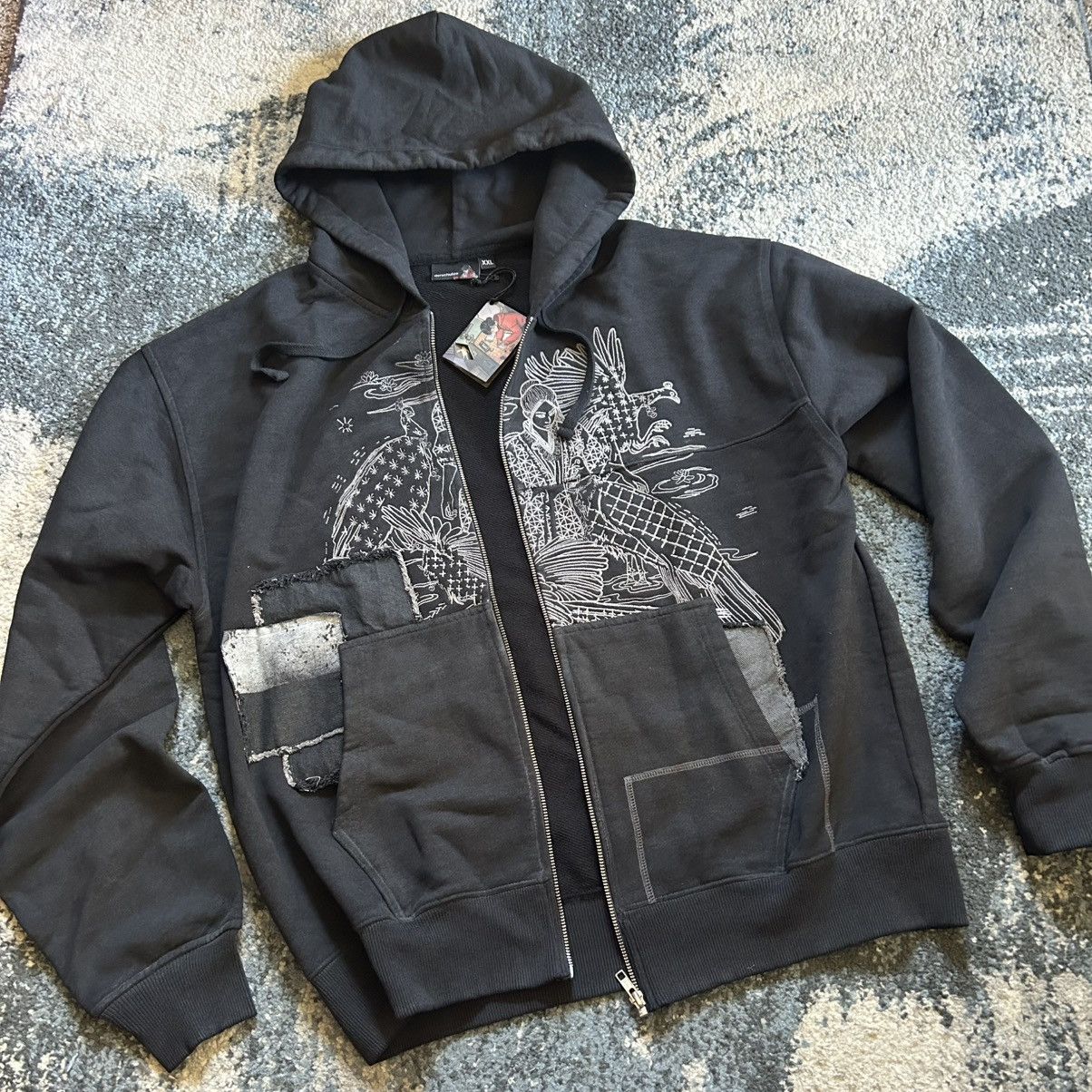 Derschutze BORO SASHiKO ZiP UP HOODiE SWEATSHiRT PATCHWORK Size US XXL / EU 58 / 5 - 8 Thumbnail