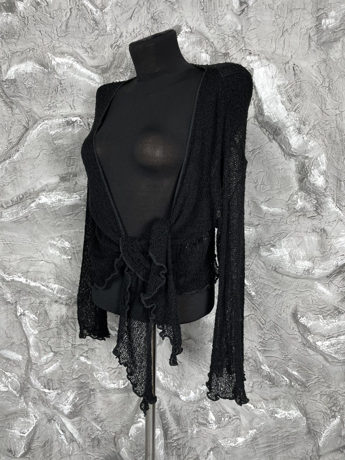 Japanese Brand Y2K Gothic Elegant Open Knit Mesh Cape Cardigan Size M / US 6-8 / IT 42-44 - 2 Thumbnail