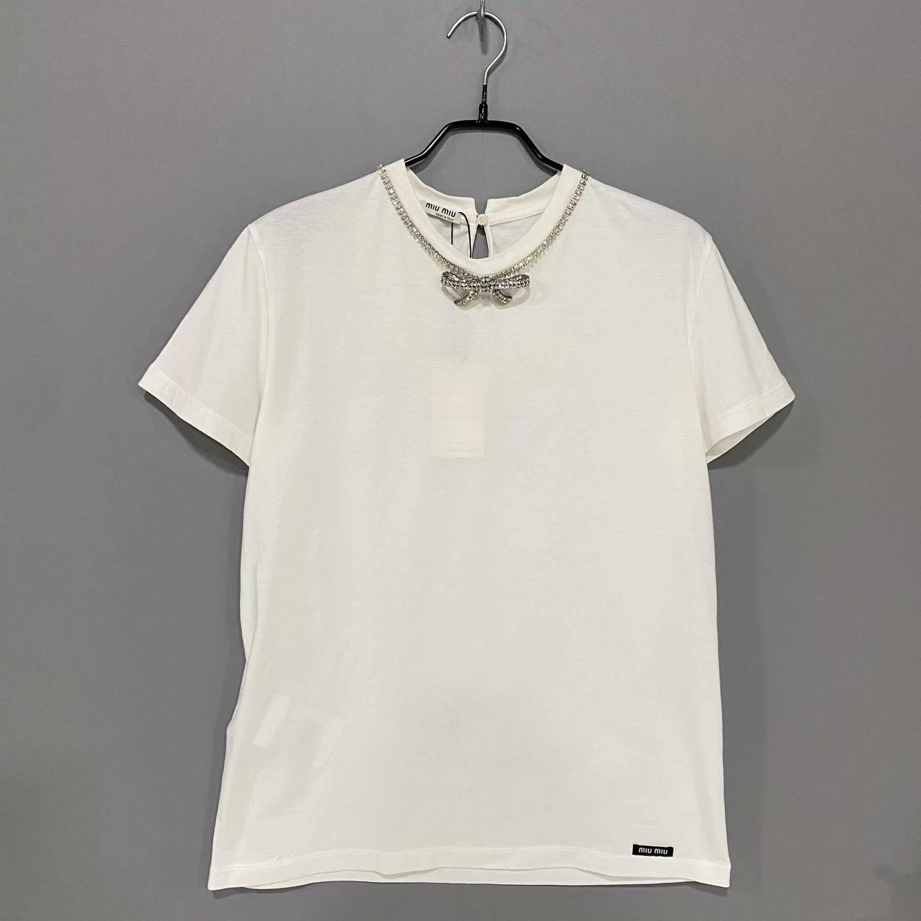 Miu Miu Miu Miu white rhinestone bow short-sleeve M Size M / US 6-8 / IT 42-44 - 1 Thumbnail