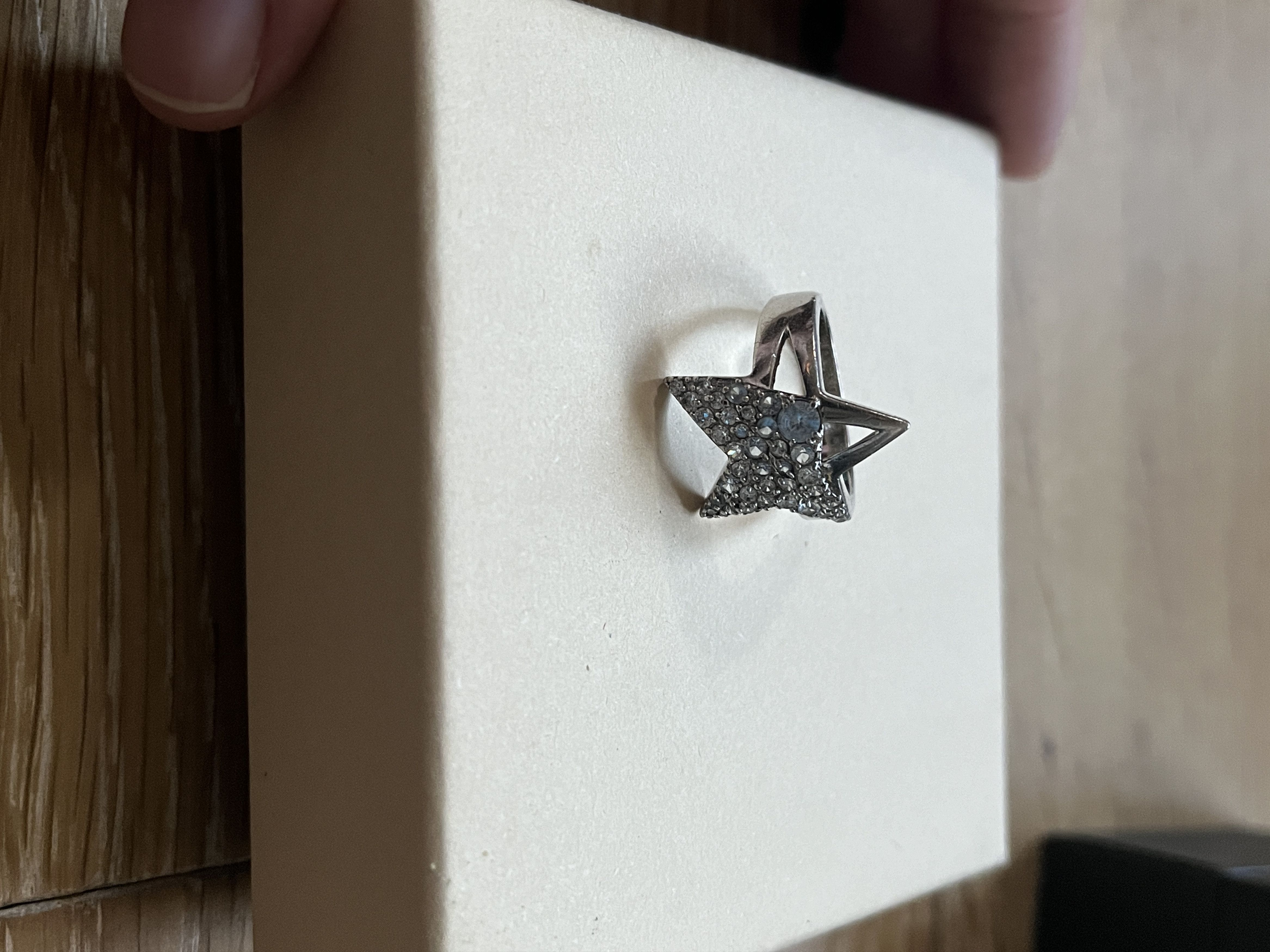Mugler Star Ring Blue Gem .925 Silver Size ONE SIZE - 3 Thumbnail