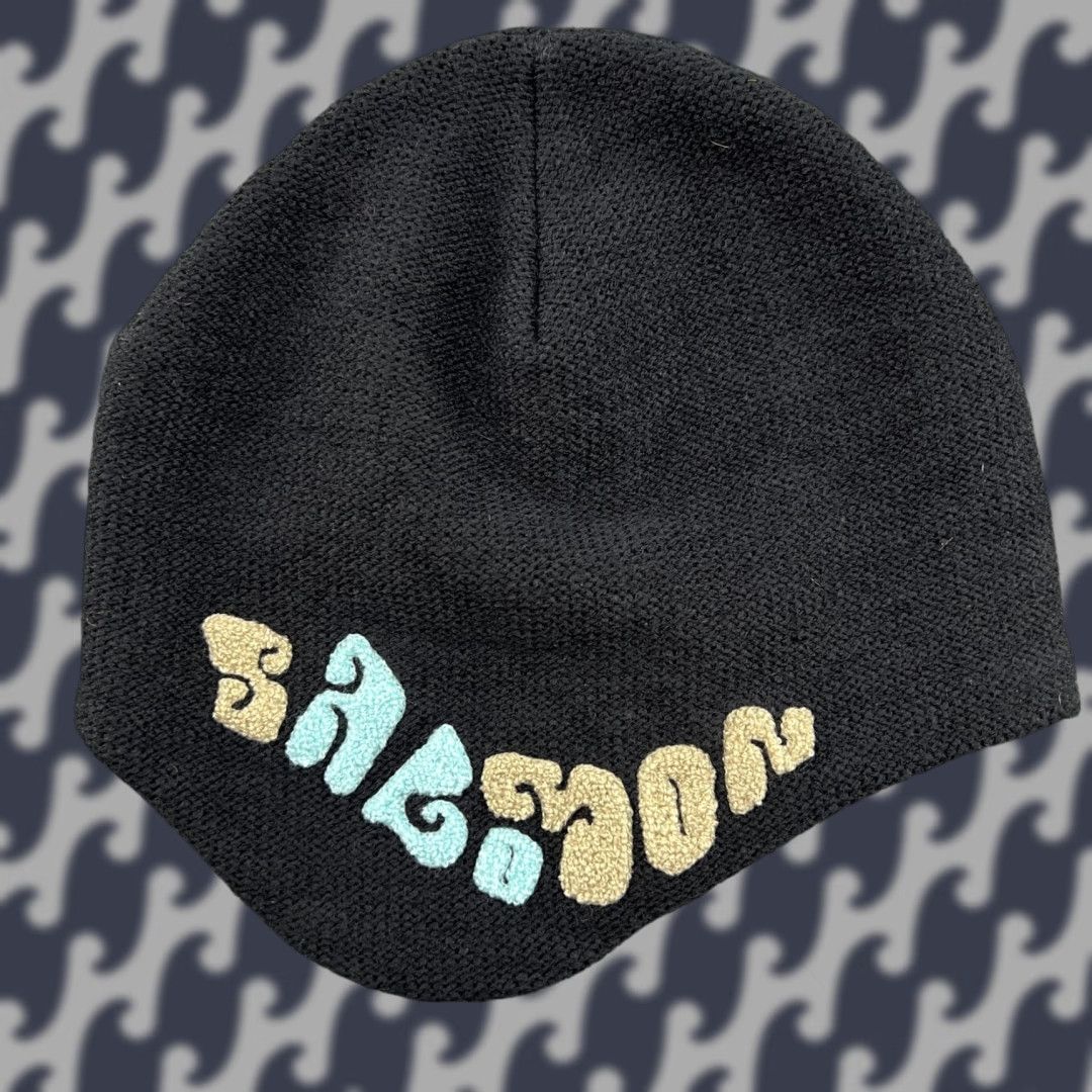 Salomon VINTAGE Salomon Beanie Hat One Size Black Insulated Embroidered Spellout - Thermal Knit Unisex Adults Beanie Mens Womens Size ONE SIZE - 1 Thumbnail