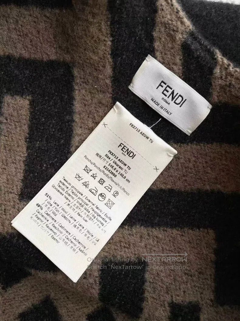 Fendi Fendi Wool Monogrammed Double-Faced Cloak Cape, Length 81 Size ONE SIZE - 6 Thumbnail