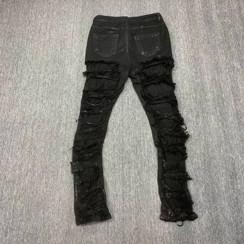 Rick Owens Rick Owens Black Distressed Jeans Size 31-2505 Size US 31 - 2 Thumbnail