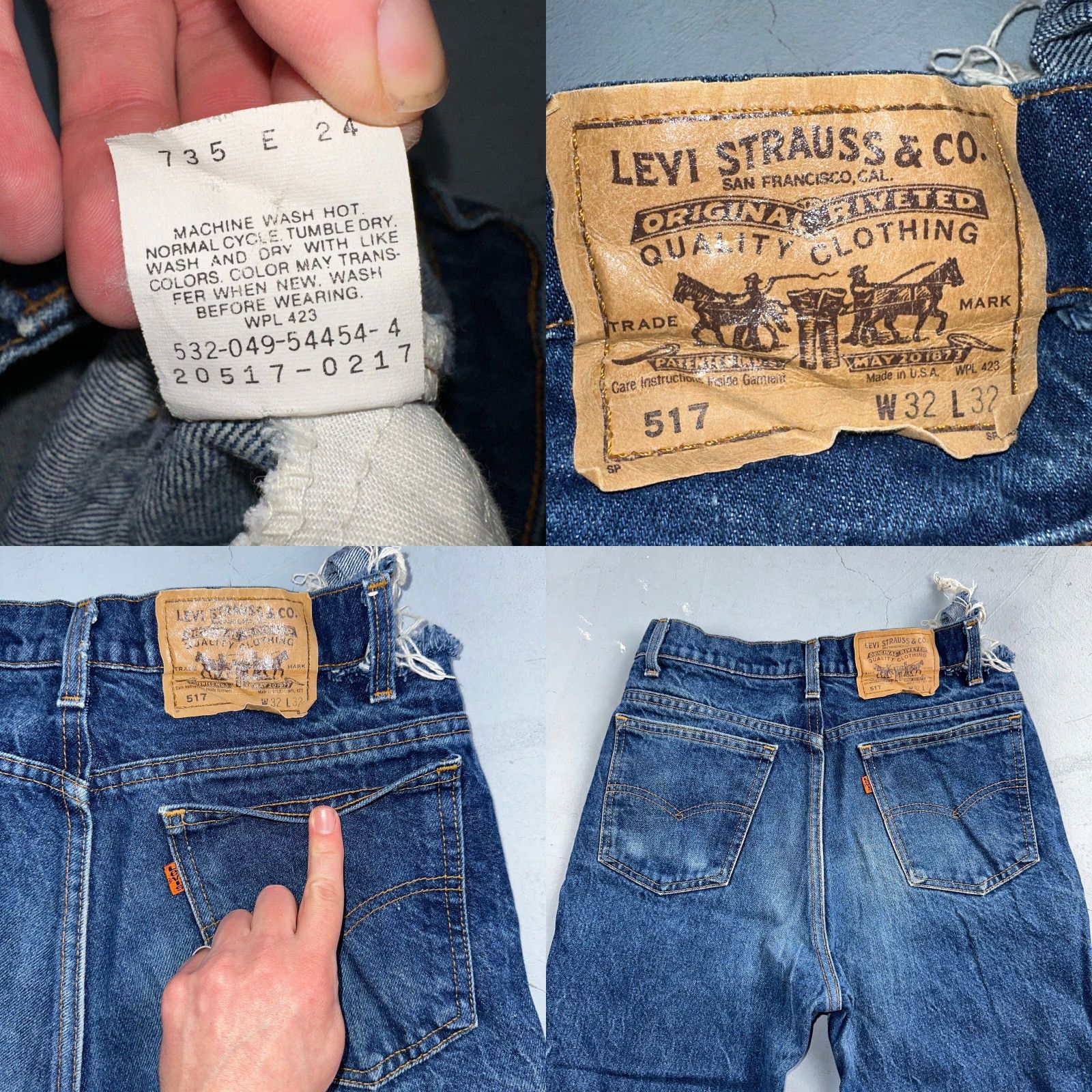 Levi's VINTAGE Levi's 517 Jeans Bootcut USA 90s Orange Tab Blue Worn 32x32 Men's Jeans Size US 32 / EU 48 - 10 Thumbnail