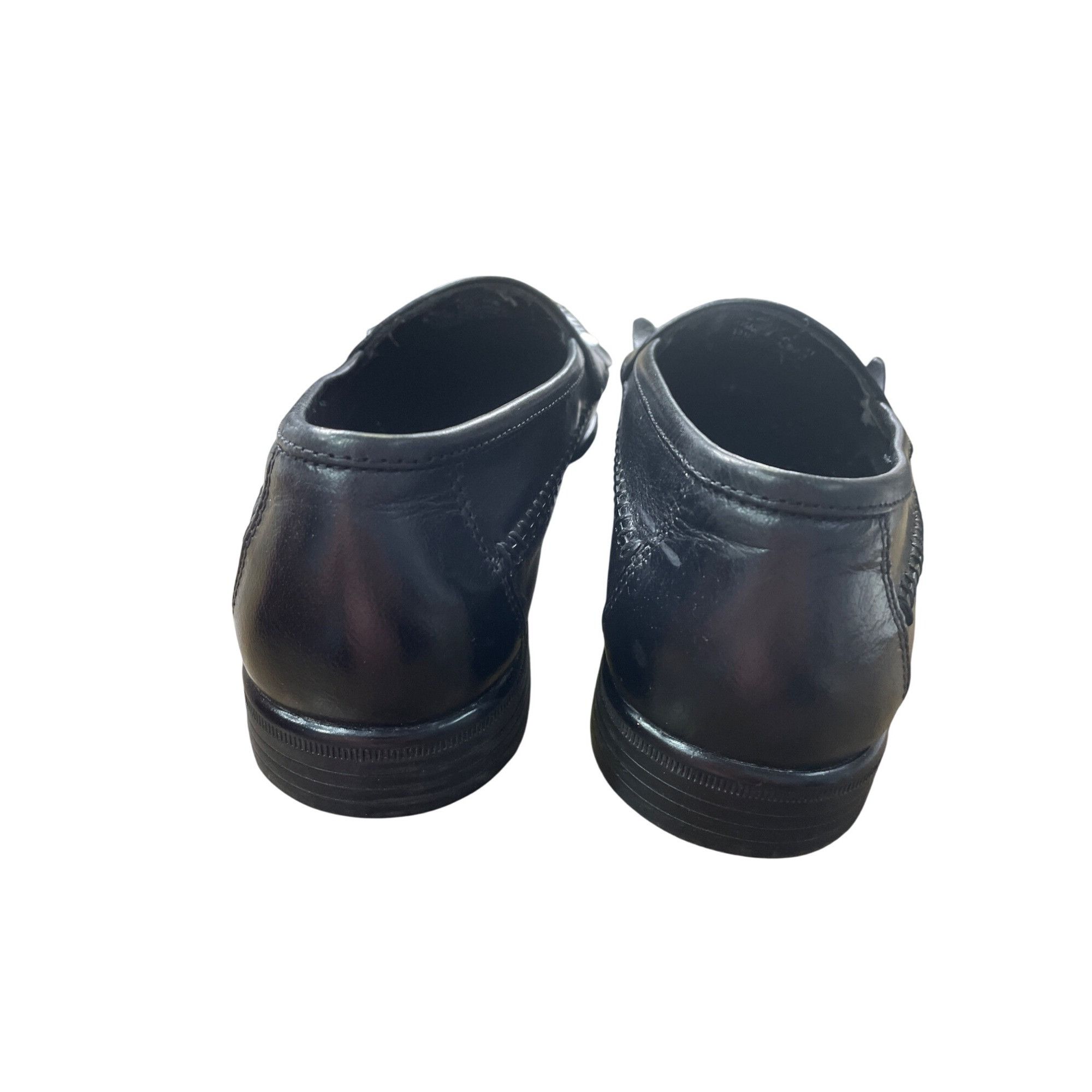 Designer French Shriner Black Leather Tasseled Slip-On Loafers Mens S Size US 8.5 / EU 41-42 - 5 Thumbnail