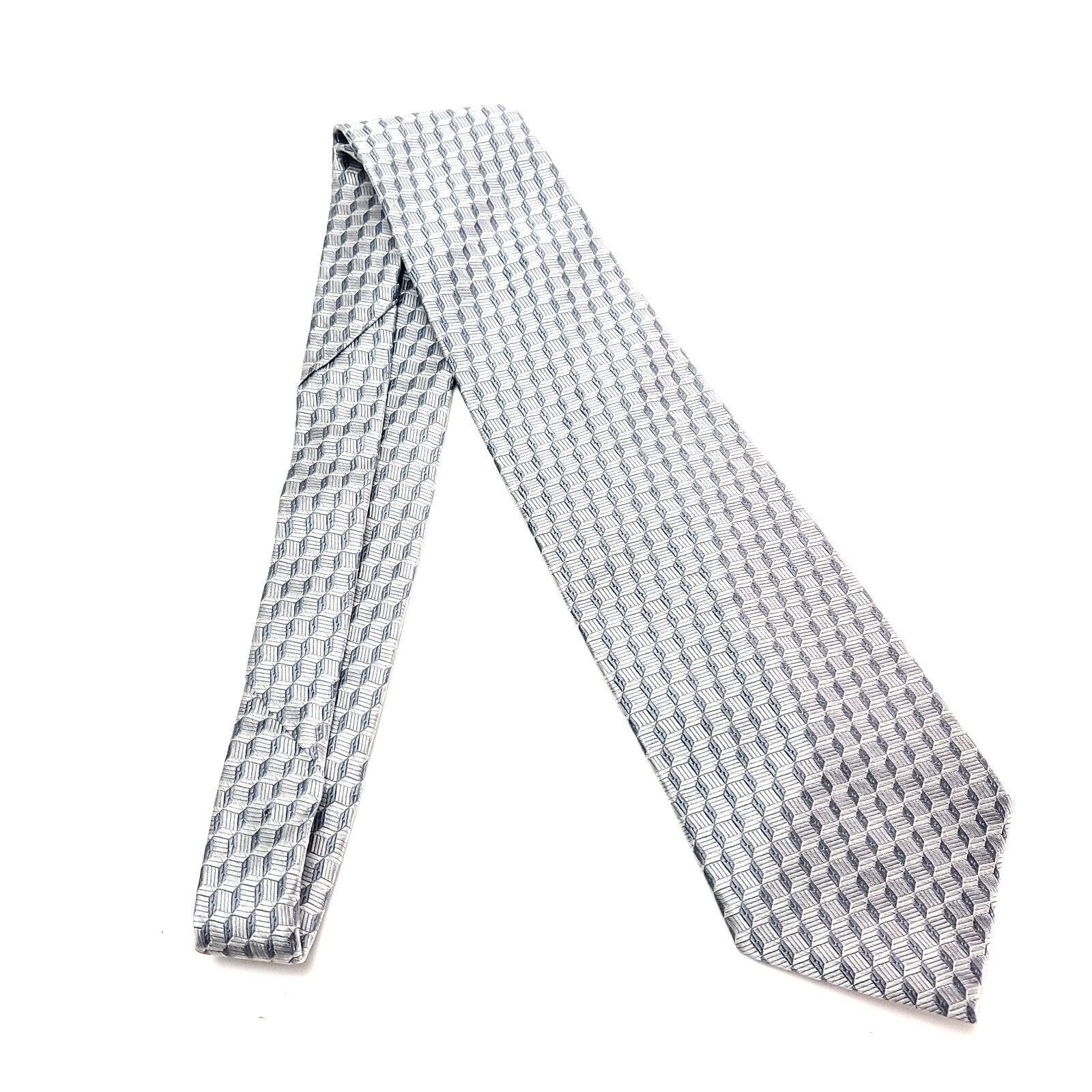 Van Heusen Van Heusen Silk Tie Woven Silver Geometric Woven Short Wide Size ONE SIZE - 6 Thumbnail