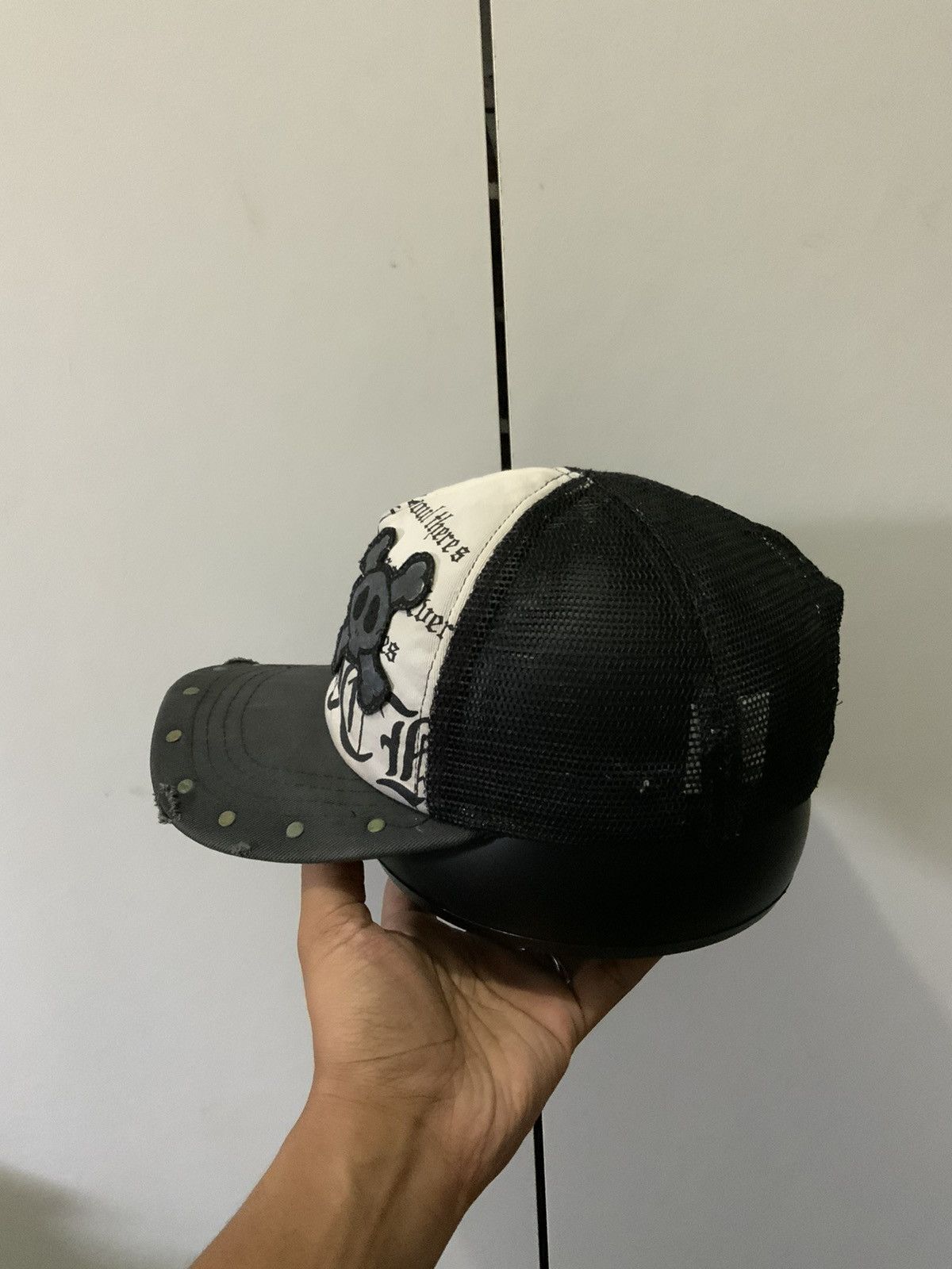 If Six Was Nine Better Rock Skull Distressed Trucker Hat Size ONE SIZE - 3 Thumbnail
