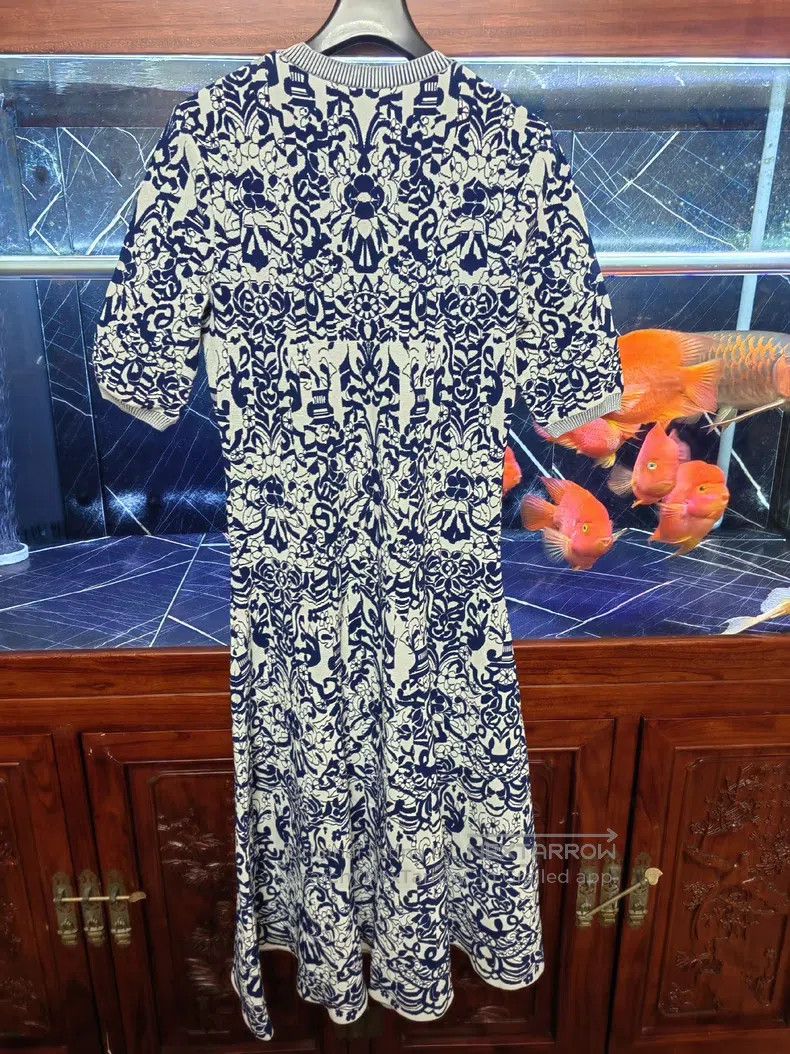Valentino Valentino Blue and white porcelain dress Size L / US 10 / IT 46 - 3 Thumbnail
