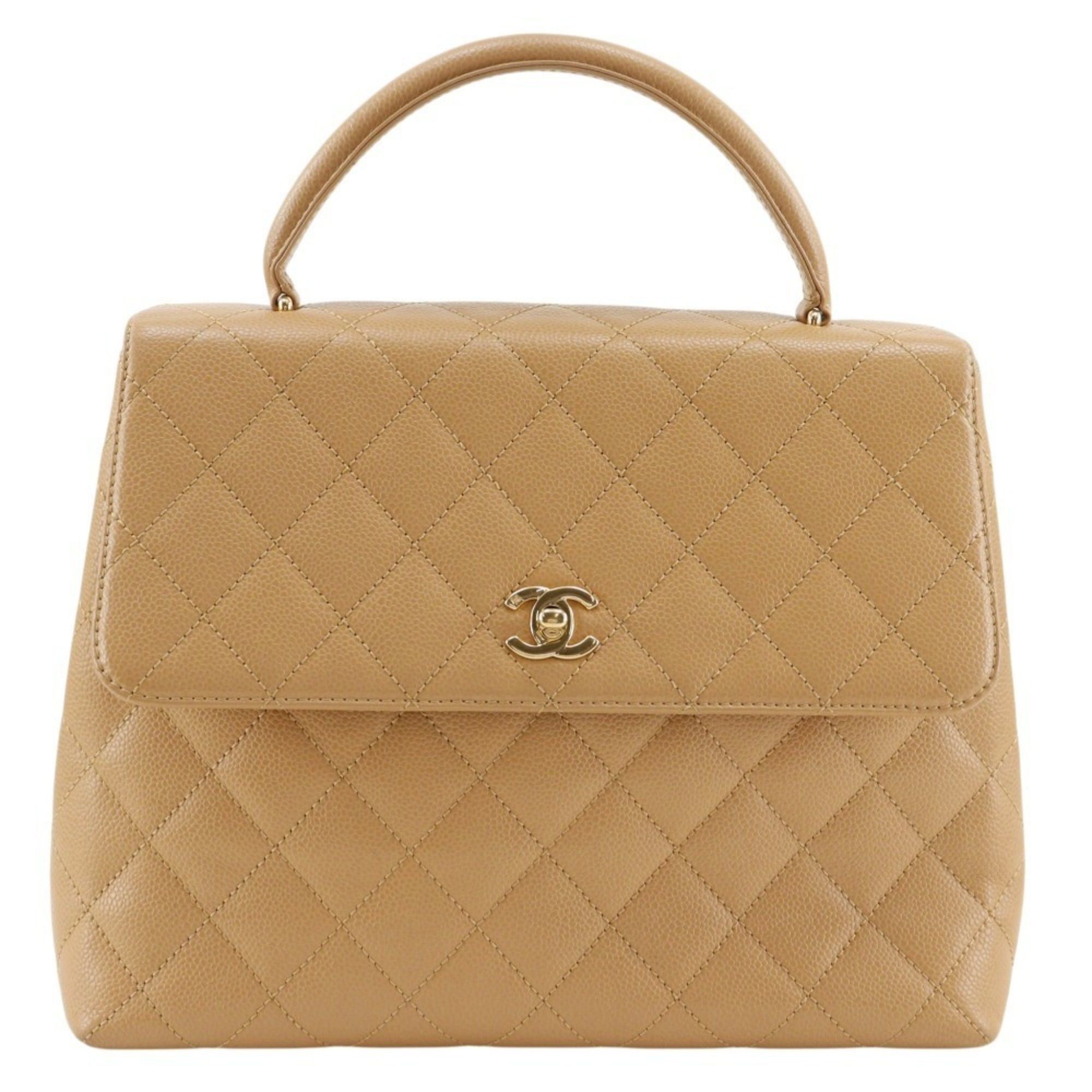 Chanel Chanel Matelassé Top Handle Bag, A12397, Caviar Leather, Beige, A5 size, Turnlock, Women's. Size ONE SIZE - 1 Thumbnail