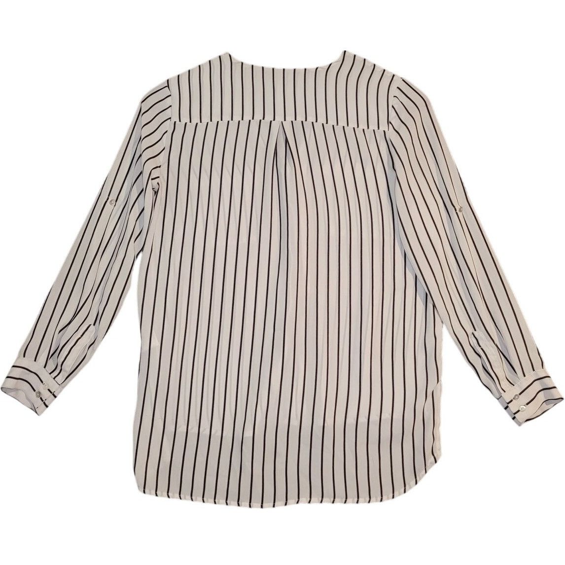 H&M H&M Striped Button Up Blouse Size 6 Roll Tab EUC Size M / US 6-8 / IT 42-44 - 3 Thumbnail