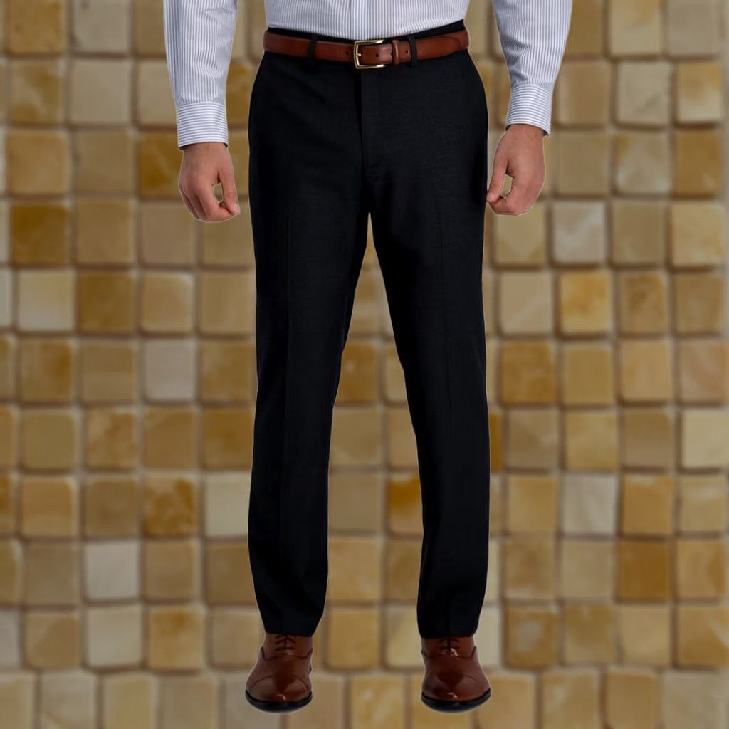 Haggar JM Haggar Executive Dress Pants DK Grey Herringbone 38x32 - Mens, Tailored, Flat Front, Zip, Solid Dress Pants, Regular Fit Size 38R - 1 Preview