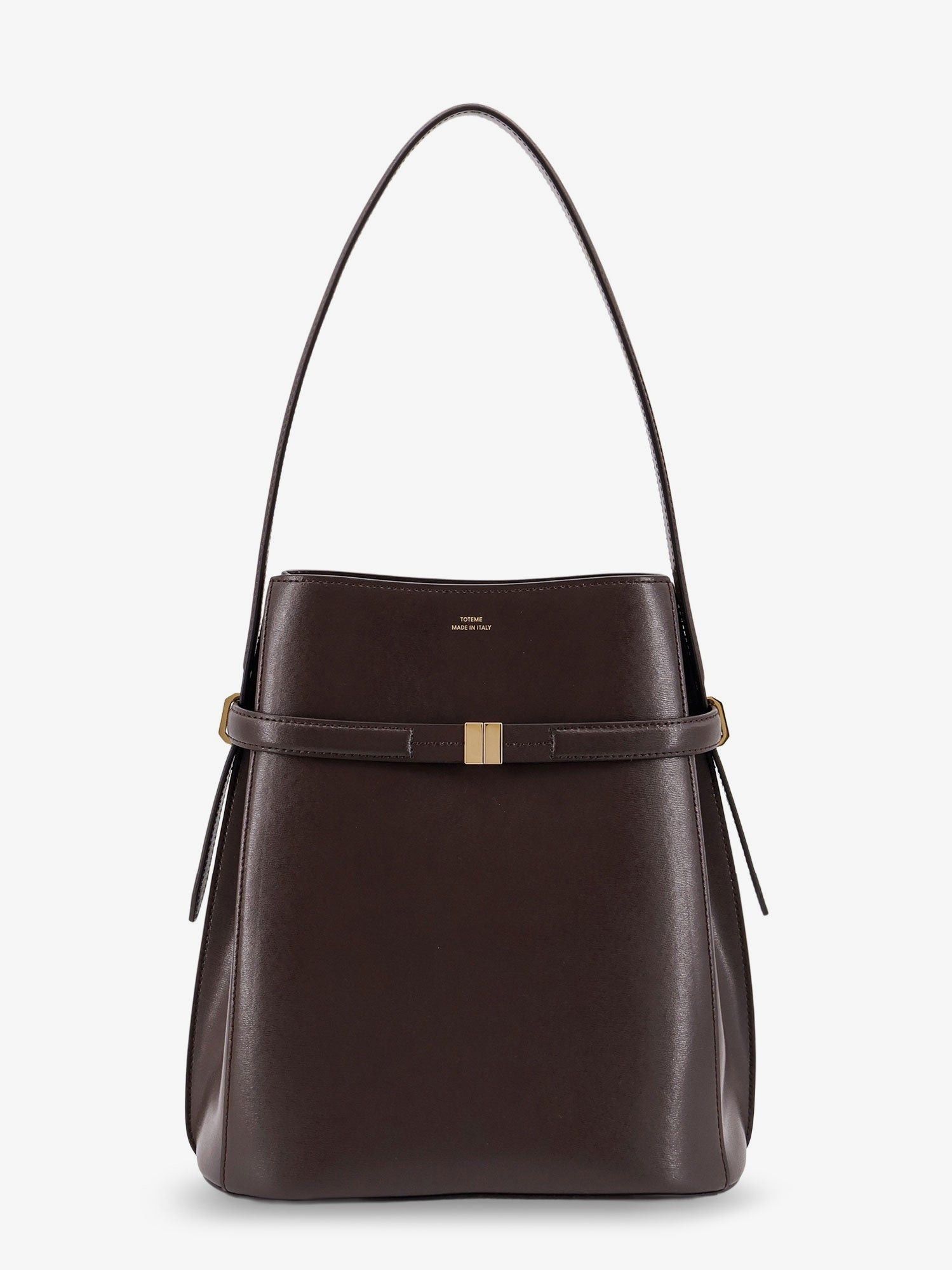 Belted Leather Bucket Bag, Women's