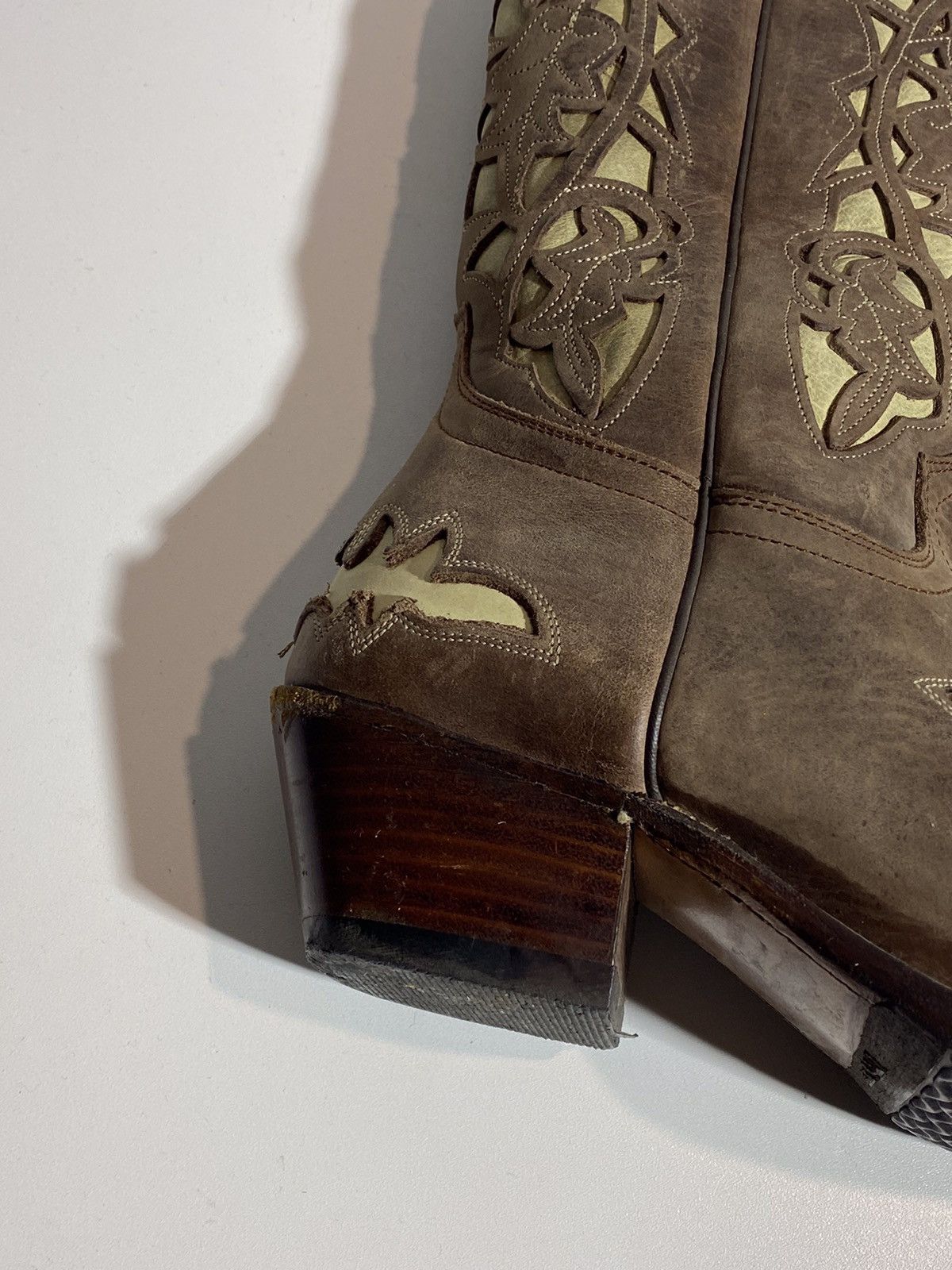 Genuine Leather × Vintage Vintage 00s Leather Cowboy Boots y2k Sancho Western Rodeo Size US 7 / IT 37 - 9 Thumbnail