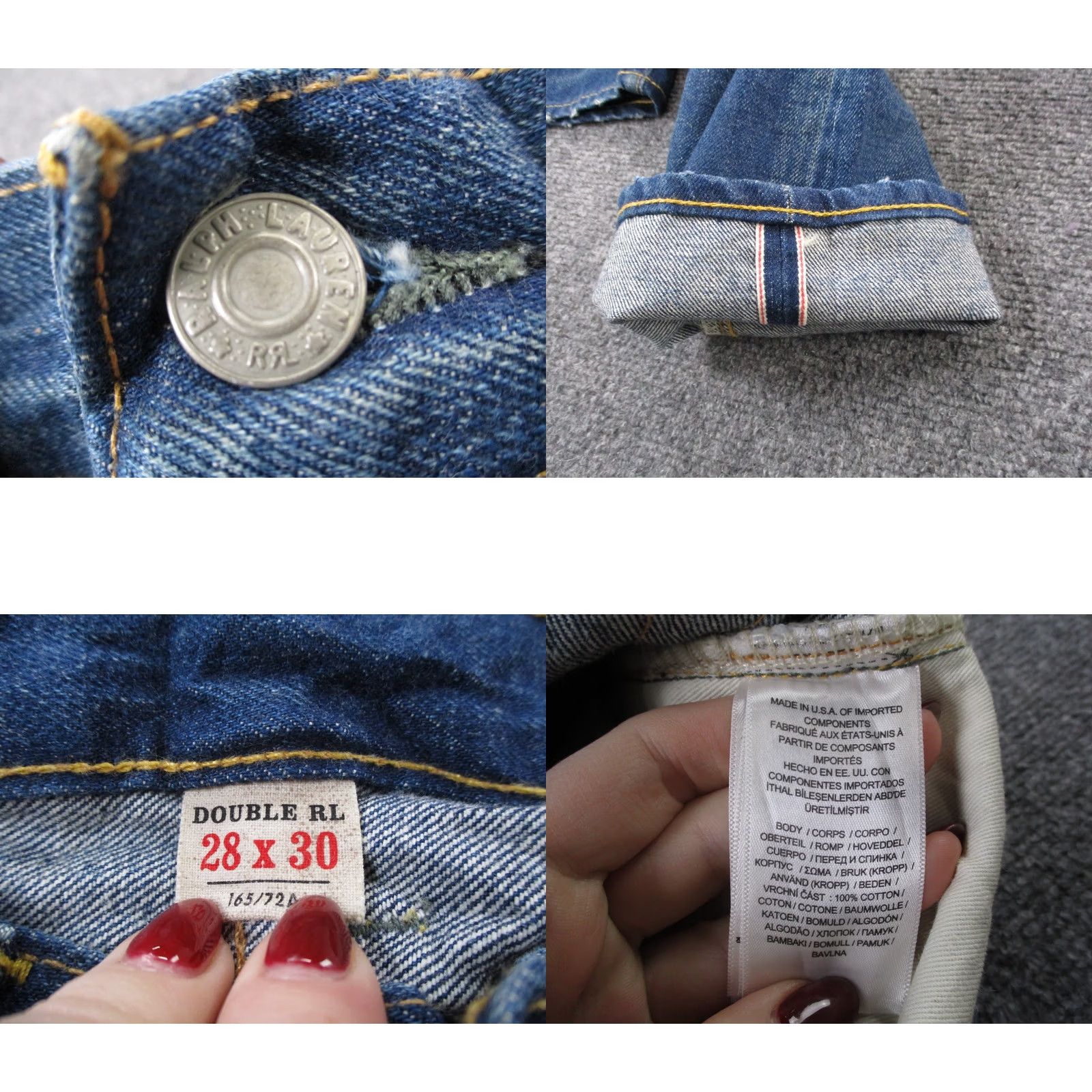 Vintage RRL Ralph Lauren Jeans Men 28 X 30 Denim Selvedge Stretch Slim Straight- 30x28 Blue Denim Jeans Mens Size US 30 / EU 46 - 8 Thumbnail