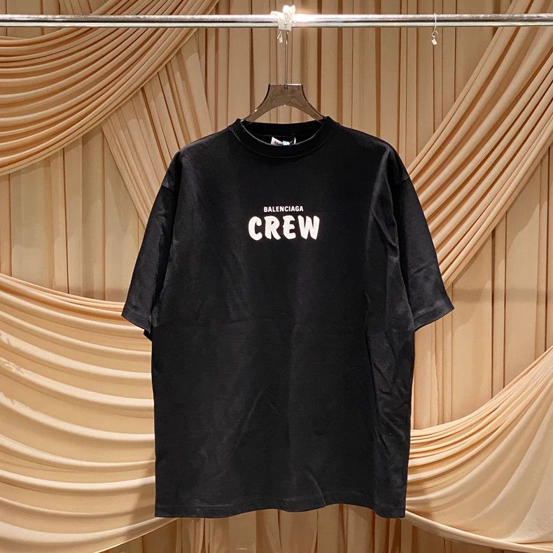 Balenciaga Balenciaga Black Crew letter Logo printed short sleeves Size US M / EU 48-50 / 2 - 1 Thumbnail