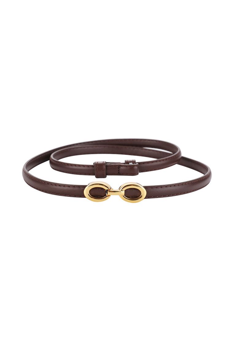 Other Brown Women's Leather Belts with Gold Buckle Belt Size ONE SIZE - 1 Thumbnail