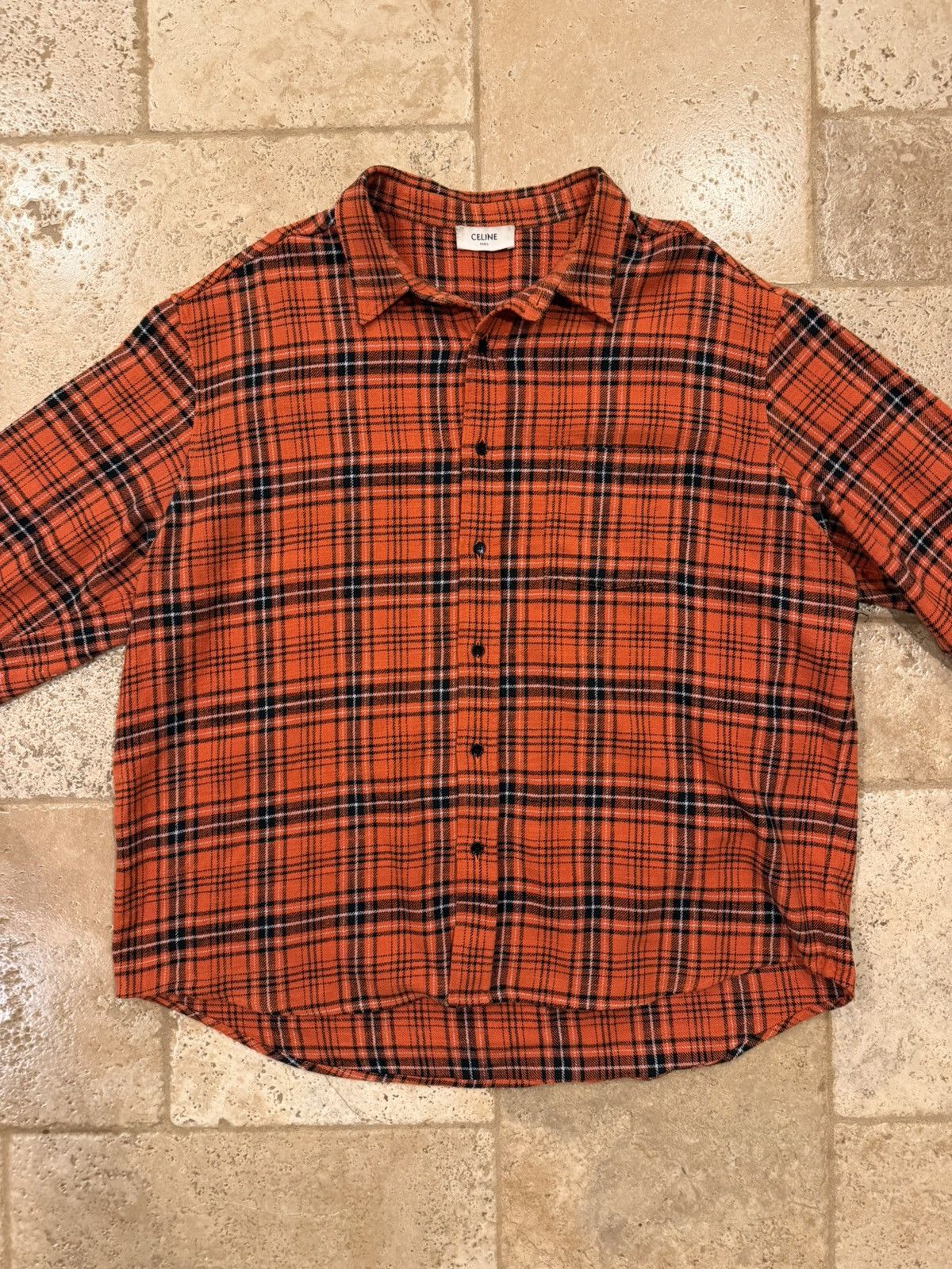 Celine Celine Hedi Slimane FW23 Orange/Red Flannel Button Up Shirt Size US XL / EU 56 / 4 - 4 Thumbnail