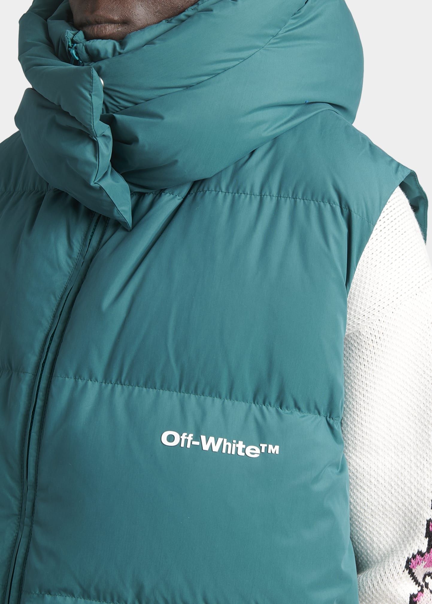 Off-White o1y0225 Logo Shell Hooded Vest in Emerald Green Size US XS / EU 42 / 0 - 2 Thumbnail