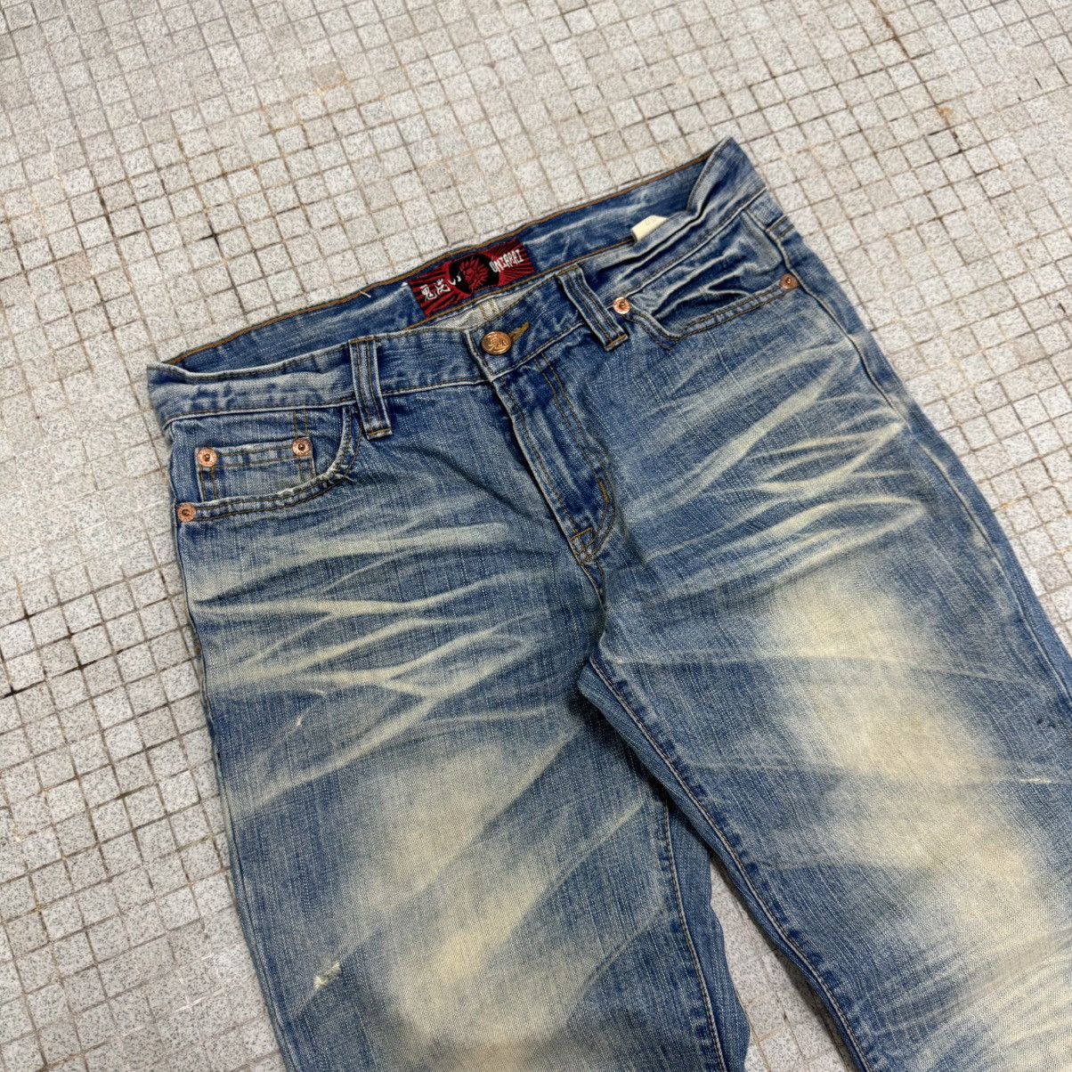 Japanese Brand 2000s Oniarai Embroidery Flame Demon Japanese Jeans Size US 33 - 4 Thumbnail