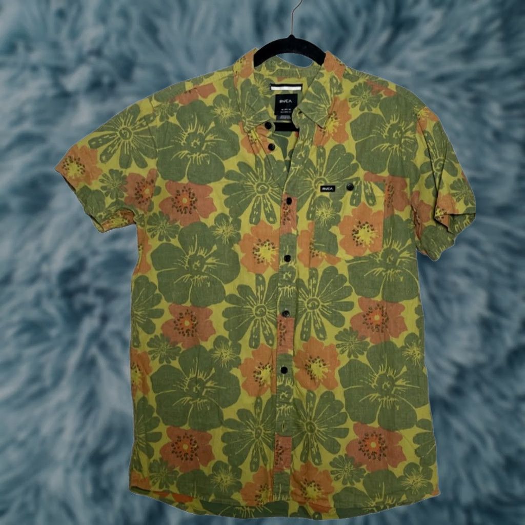 RVCA RVCA Button-Up Shirt Mens Size Medium Multicolor Floral Print Short Sleeve Size US M / EU 48-50 / 2 - 1 Thumbnail