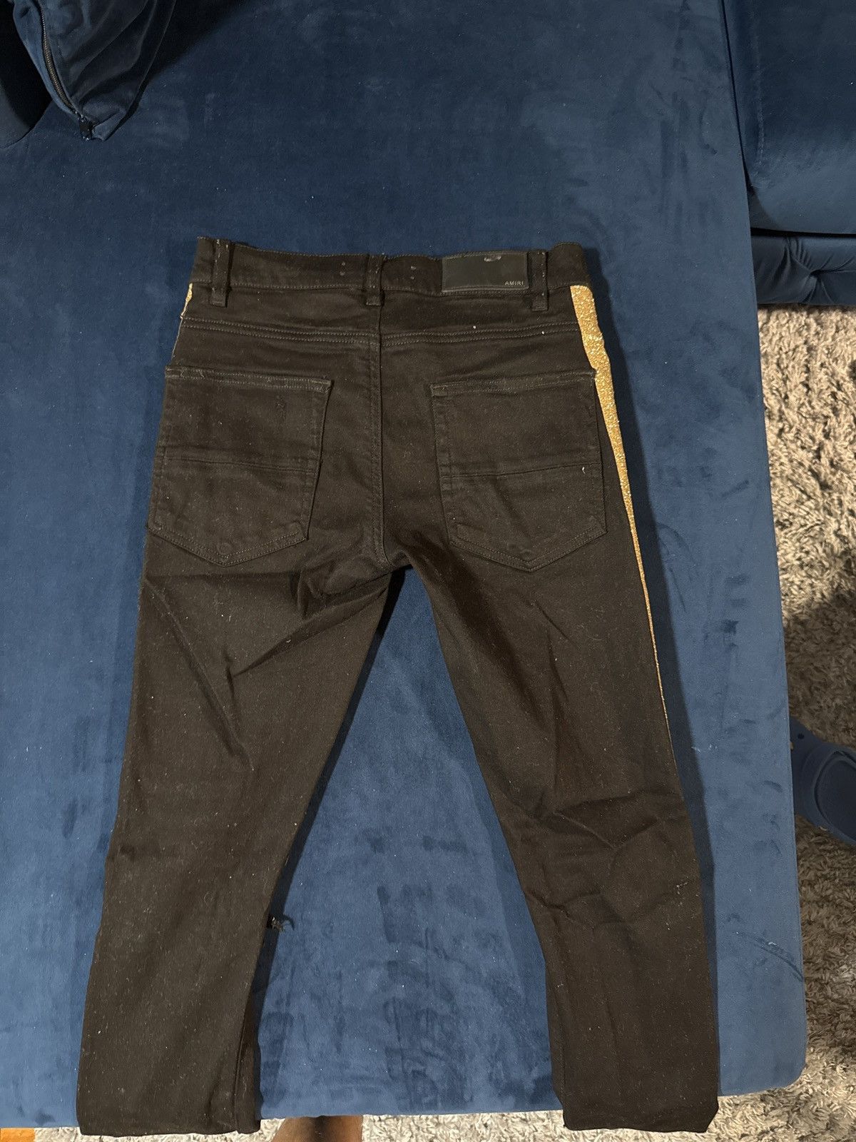 Amiri AMIRI GOLD GLITTER STRIPE BLACK DENIM Size US 28 / EU 44 - 3 Thumbnail