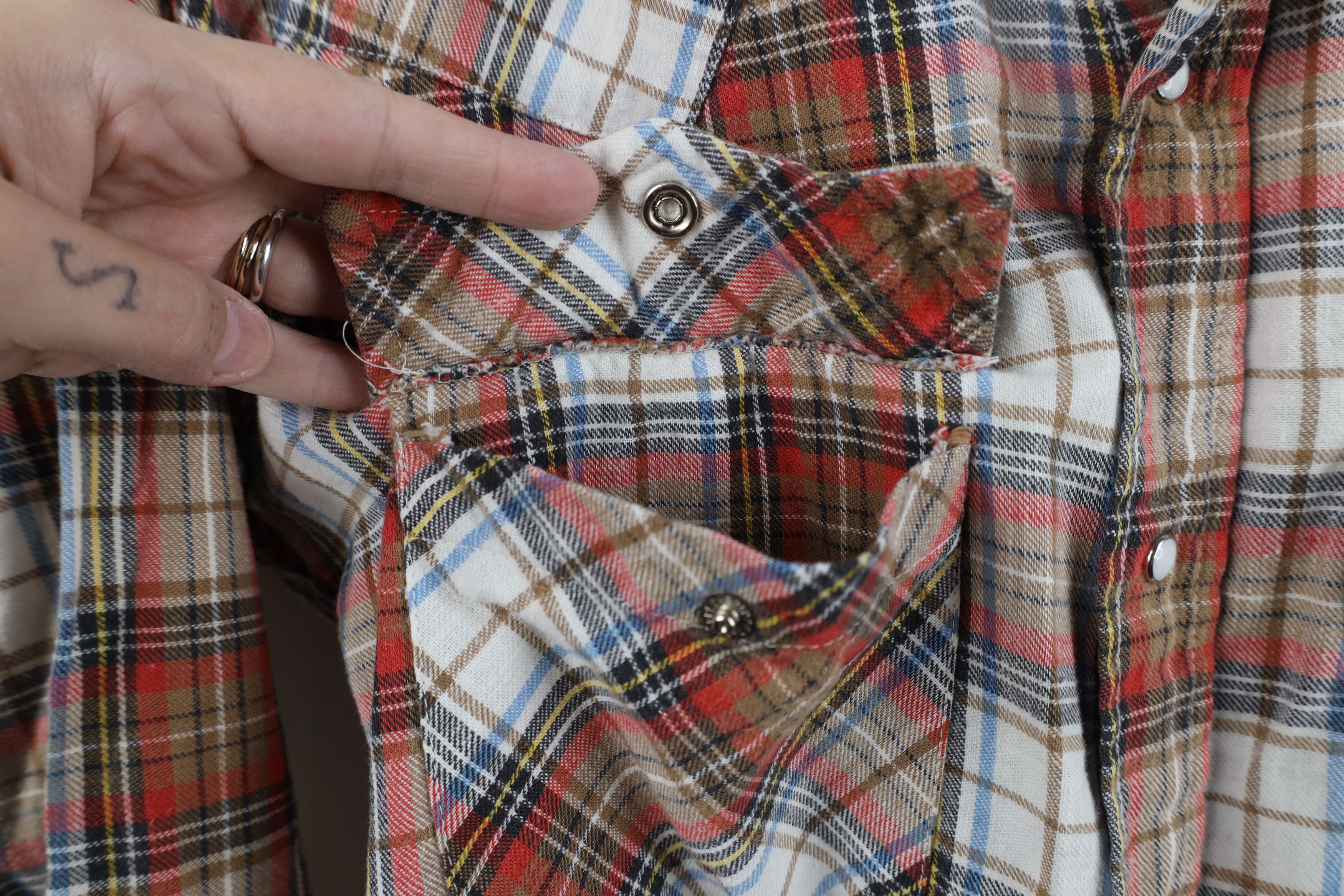 Levi's Vintage 70s Levis Cowboy Flannel Snap Button Shirt Plaid USA Size US S / EU 44-46 / 1 - 7 Thumbnail