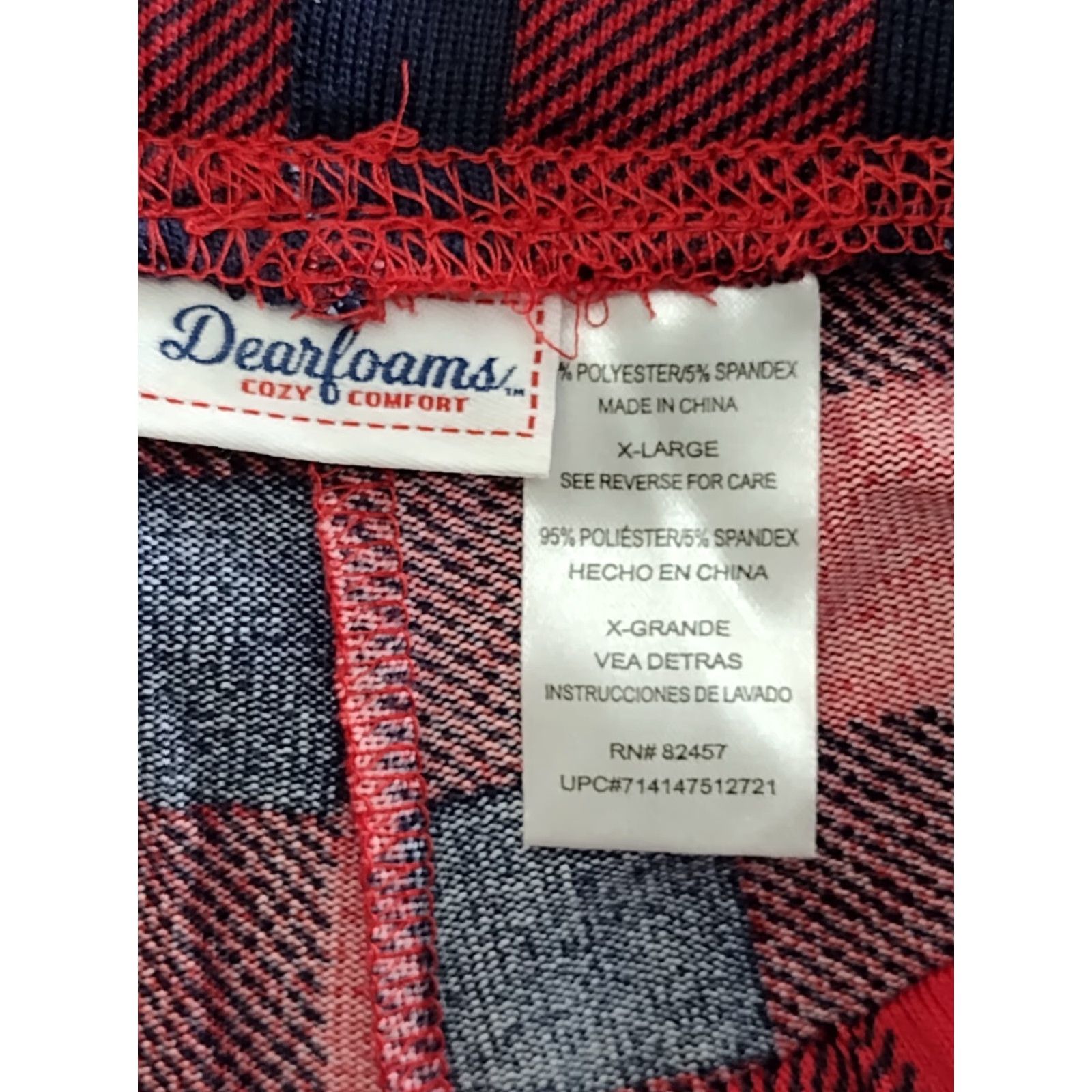 Vintage Dearfoams Men's Pajama Pants XL Red Plaid Flannel Lounge Pants with Pockets Size US 36 / EU 52 - 6 Thumbnail