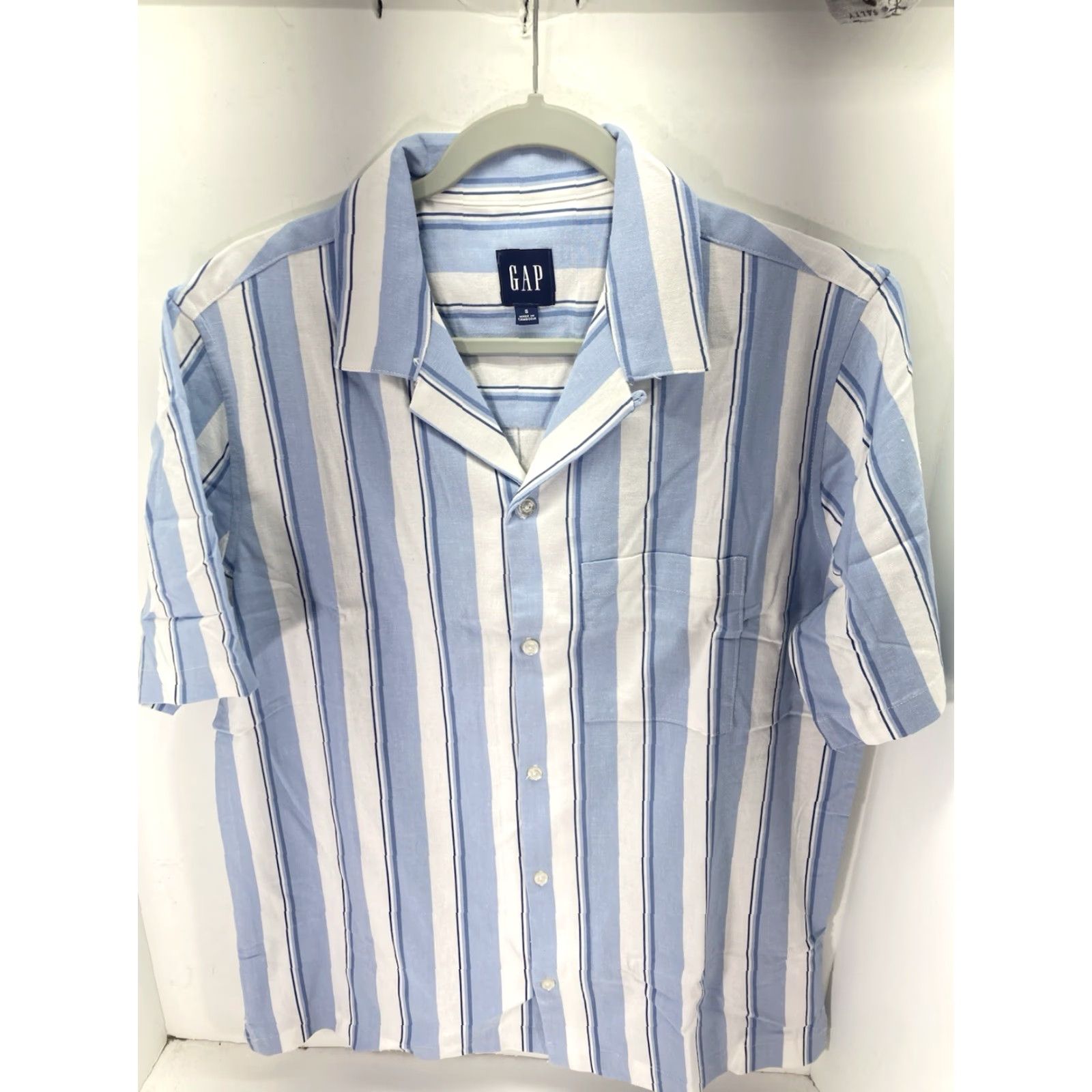 Gap VINTAGE Gap Linen Camp Shirt Men S Blue Stripe Button Linen Blend Casual NWT Shirt Size US S / EU 44-46 / 1 - 2 Thumbnail