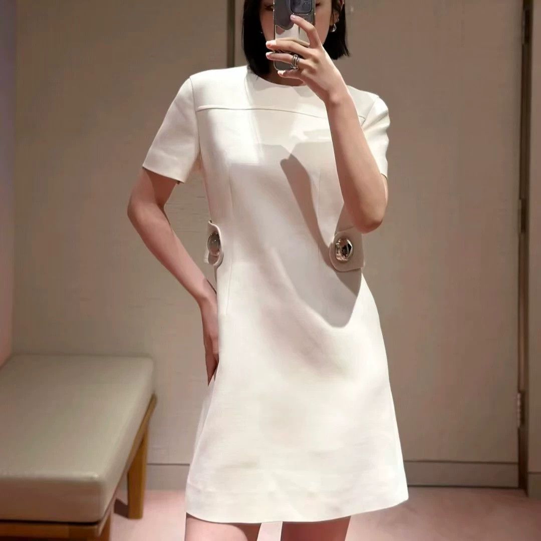 Louis Vuitton LV big zipper wool short-sleeve dress ivory 34 4999 Size XS / US 0-2 / IT 36-38 - 8 Thumbnail