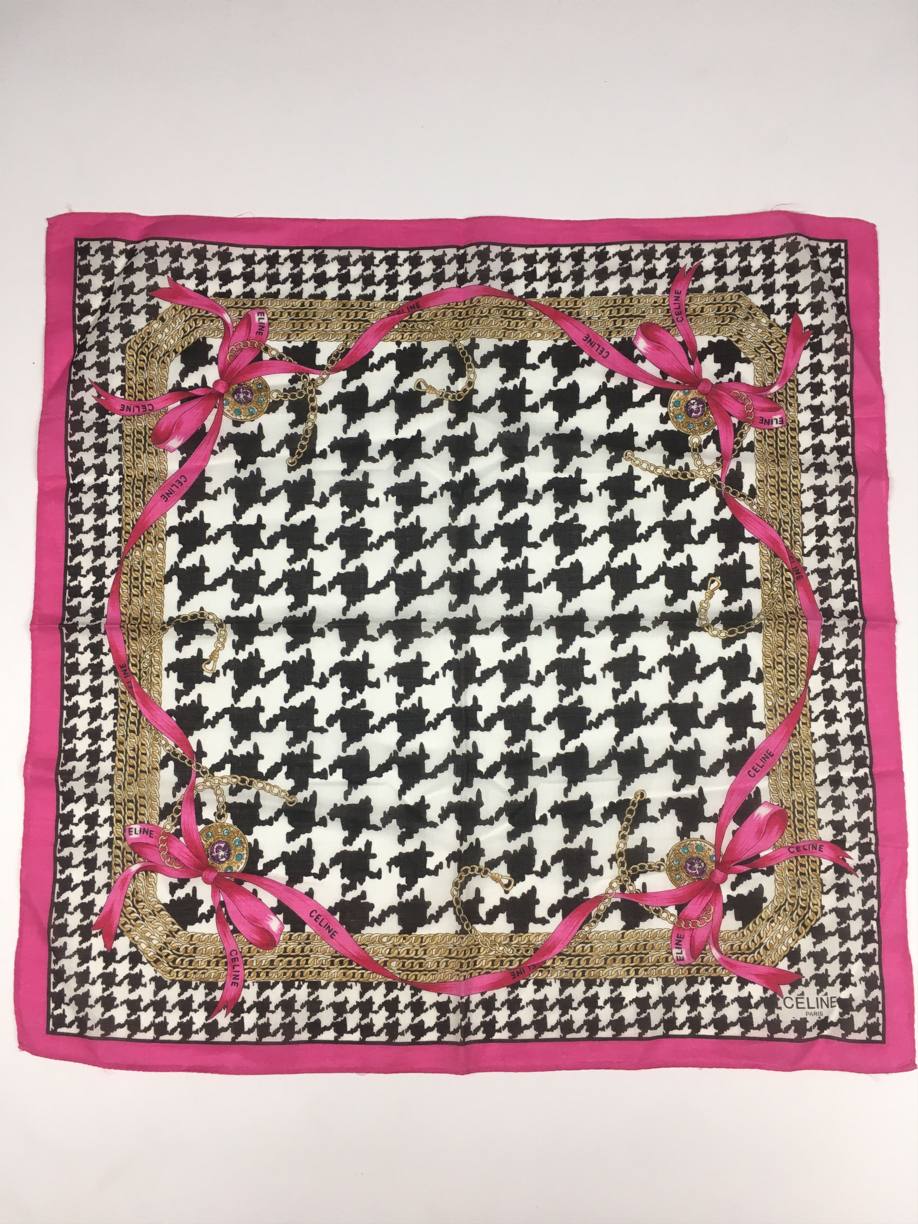 Celine Celine Houndstooth Handkerchief Bandana Neckerchief HKC0186 Size ONE SIZE - 3 Thumbnail