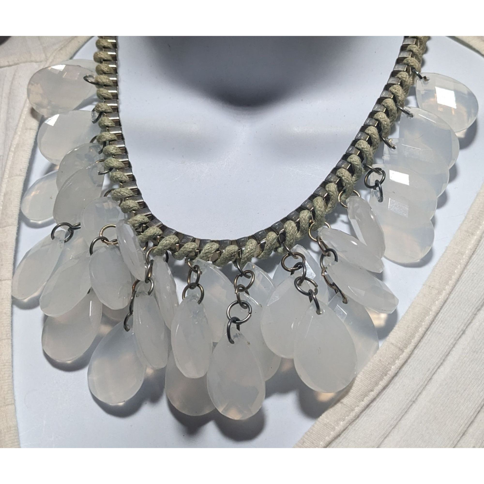 Other Chunky White Teardrop Box Chain Woven Necklace Size ONE SIZE - 6 Thumbnail
