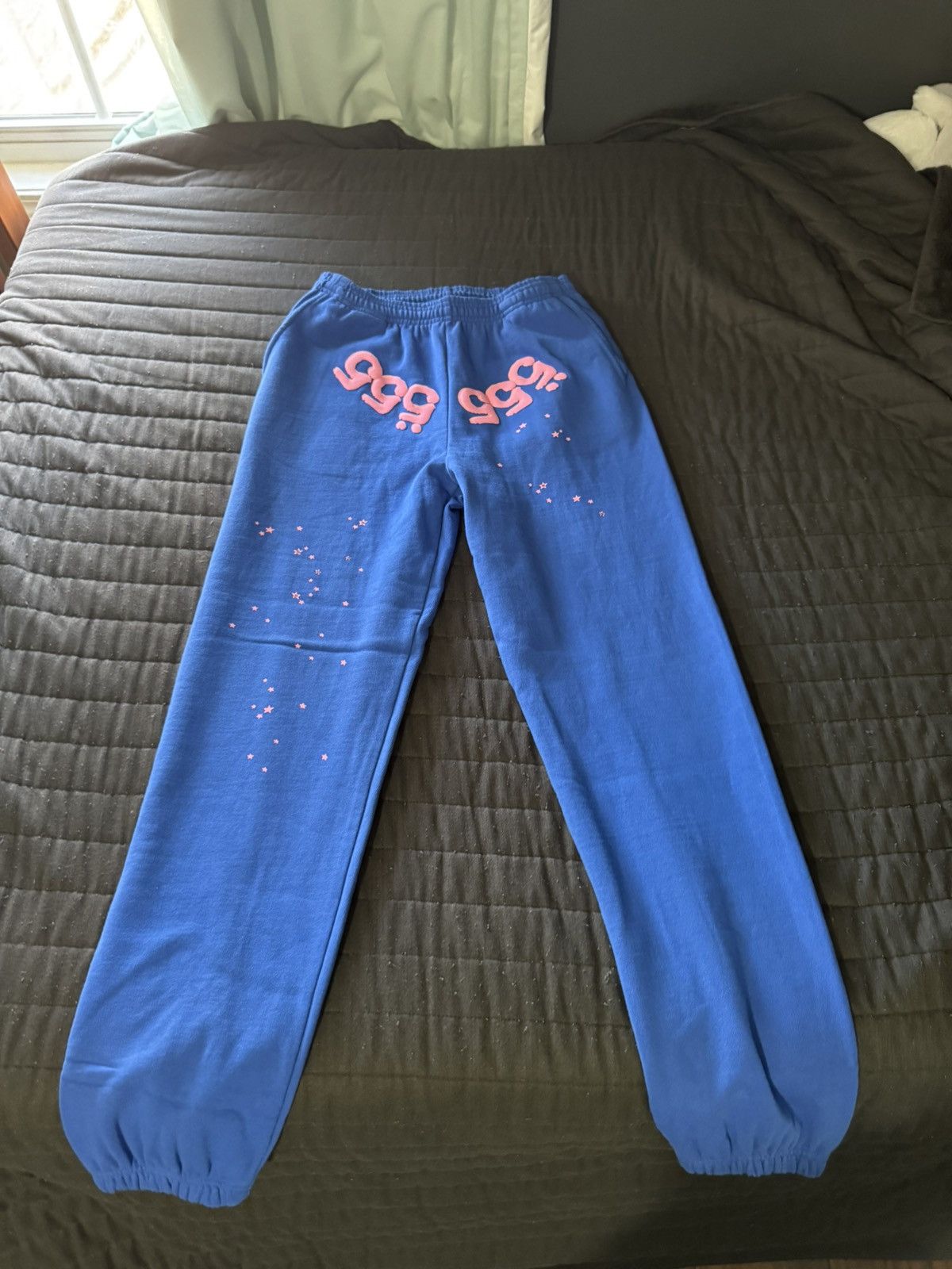 Designer × Sp5der × Streetwear Blue Angel number Sweatpants