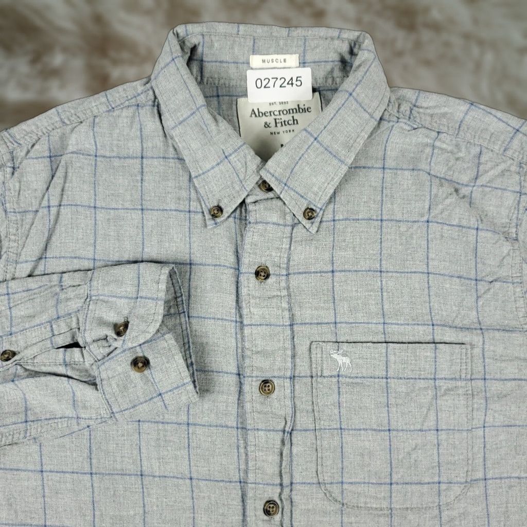 Abercrombie & Fitch Abercrombie & Fitch Shirt Mens Medium Gray Check Button-Up Long Sleeve Regular Fit Casual Shirt Size US M / EU 48-50 / 2 - 1 Thumbnail