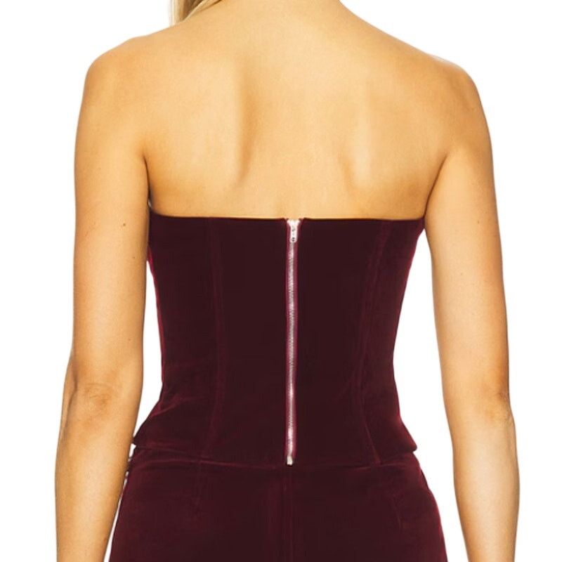 superdown Superdown Eva Sweetheart Top in Oxblood, Size M Size M / US 6-8 / IT 42-44 - 2 Thumbnail