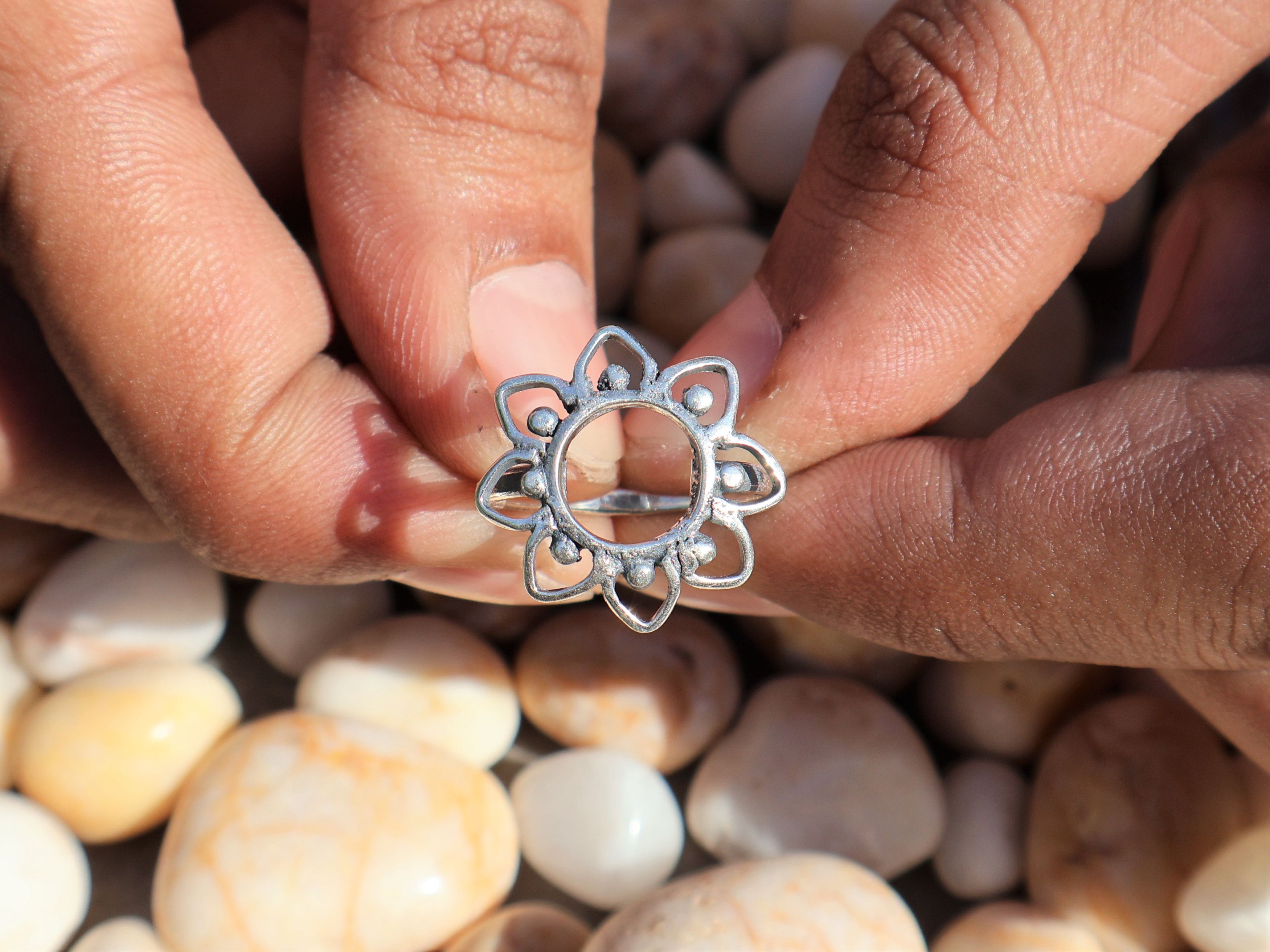 Handmade Silver Flower Ring, 925 Sterling Silver Ring, Handmade Ring, Size ONE SIZE - 4 Thumbnail
