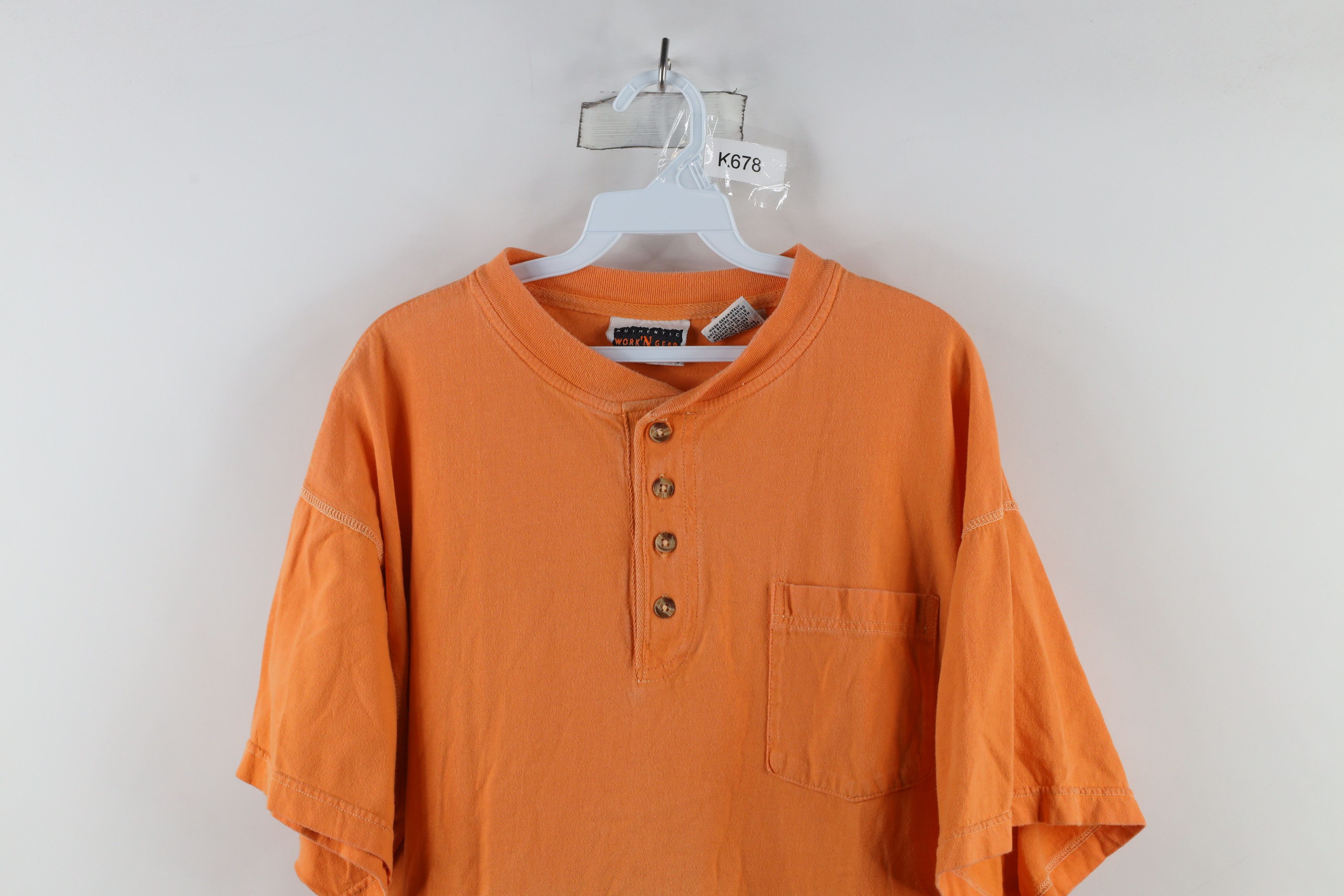 Vintage Vintage 90s Streetwear Short Sleeve Henley T-Shirt Orange Size US XL / EU 56 / 4 - 2 Thumbnail