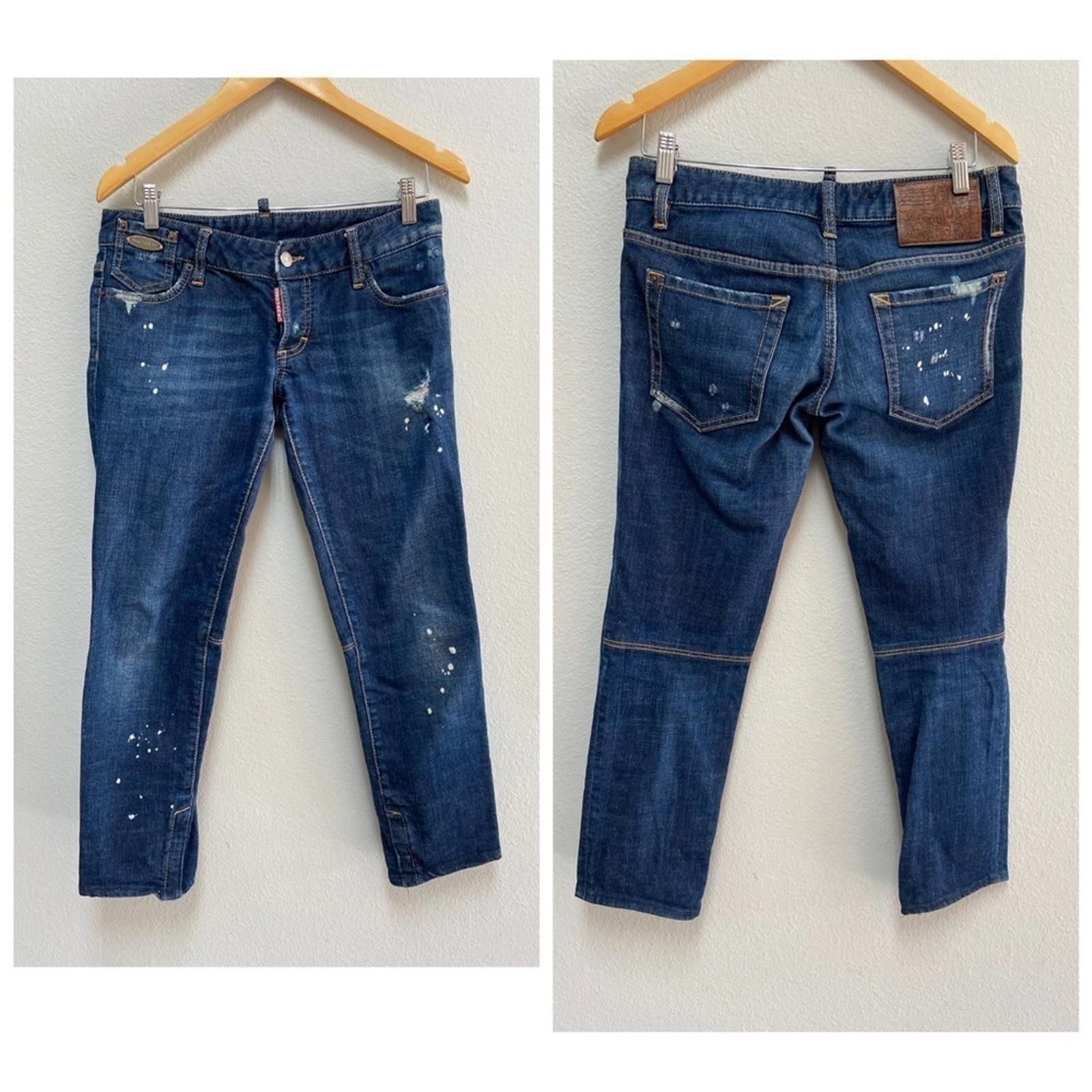 Dsquared2 DSQUARED² Low Rise Button Fly Distressed Straight Leg Jeans Size 30" / US 8 / IT 44 - 3 Thumbnail