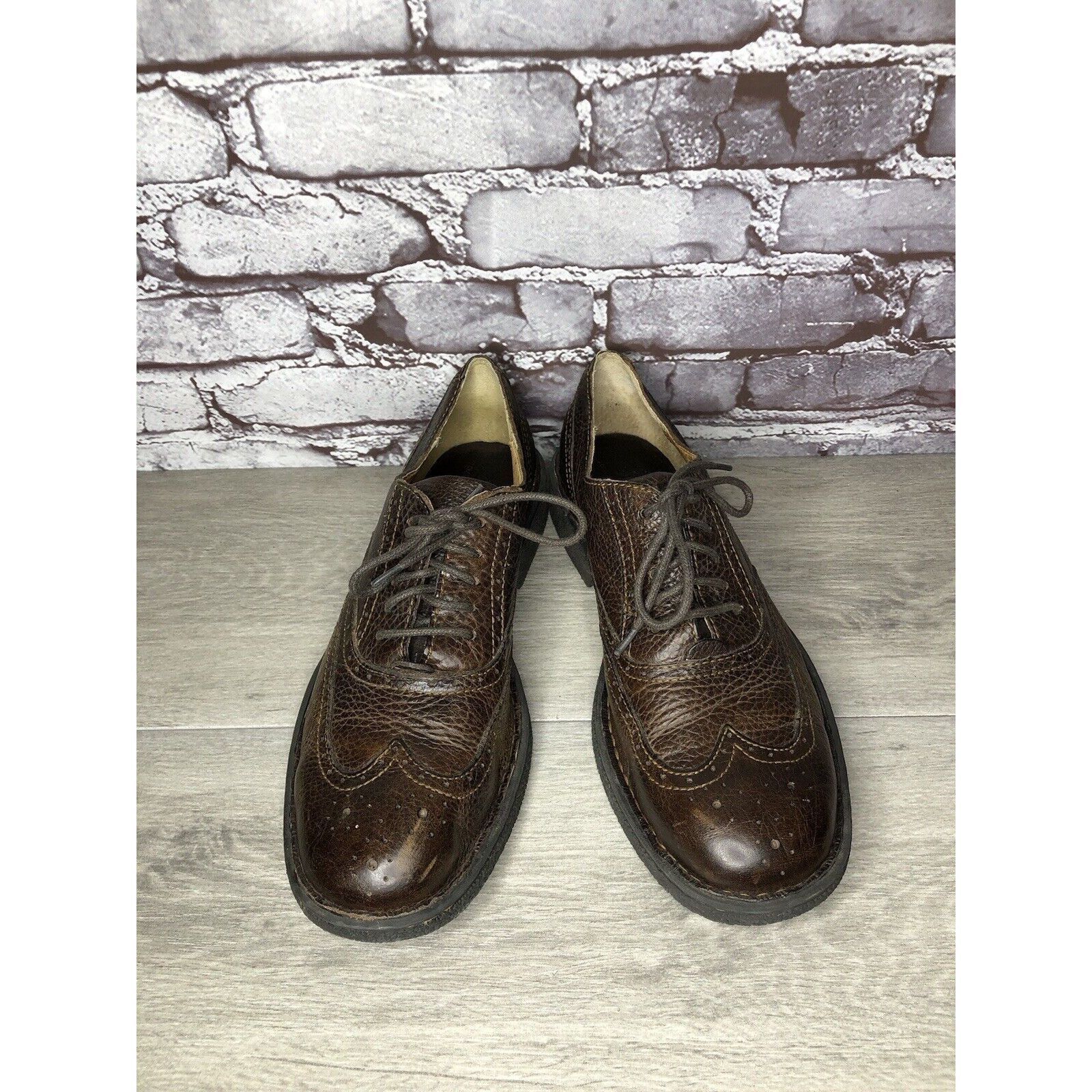 Born Born Brown Leather Brogue Wingtip Oxfords Lace Casual Shoes Size US 10 / EU 43 - 11 Thumbnail