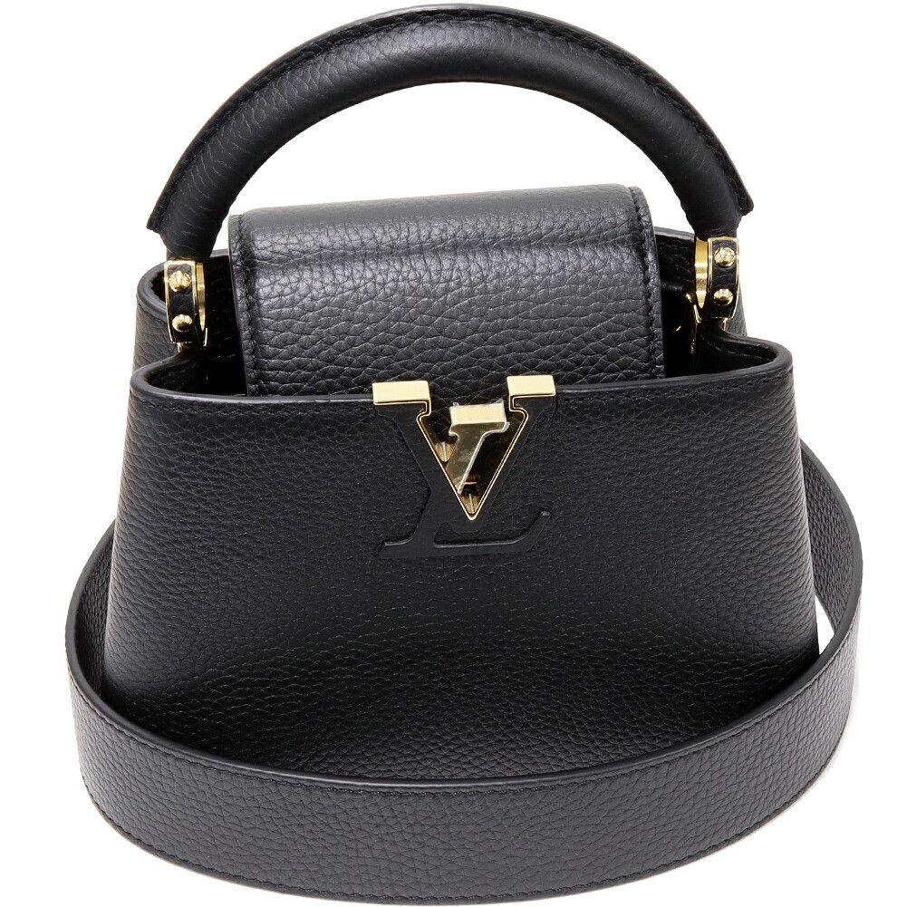 Louis Vuitton Louis Vuitton Taurillon Capucines Mini 2Way Bag M56071 Leather Shoulder Bag M56071 in Black, Women's