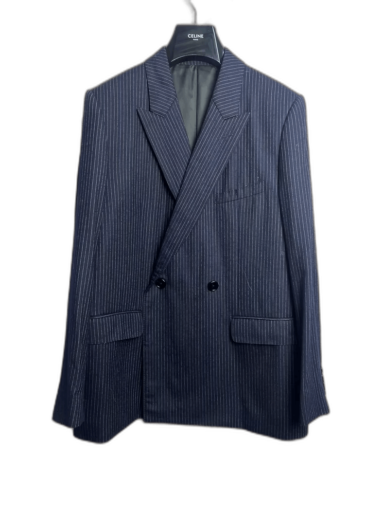 Celine Celine Double-Breasted Pinstripe Blazer Size US L / EU 52-54 / 3 - 1 Thumbnail