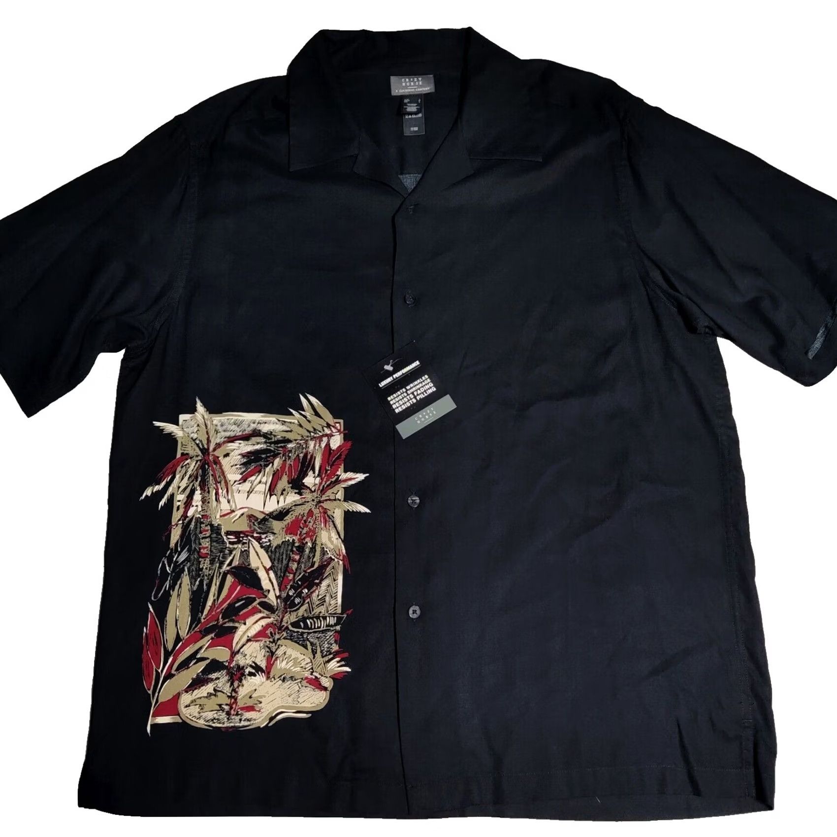 Vintage Crazy Horse Shirt Mens L Black Rayon Luxury Tropical Print Button-Up Short Sleeve Collared NEW Size US L / EU 52-54 / 3 - 2 Thumbnail