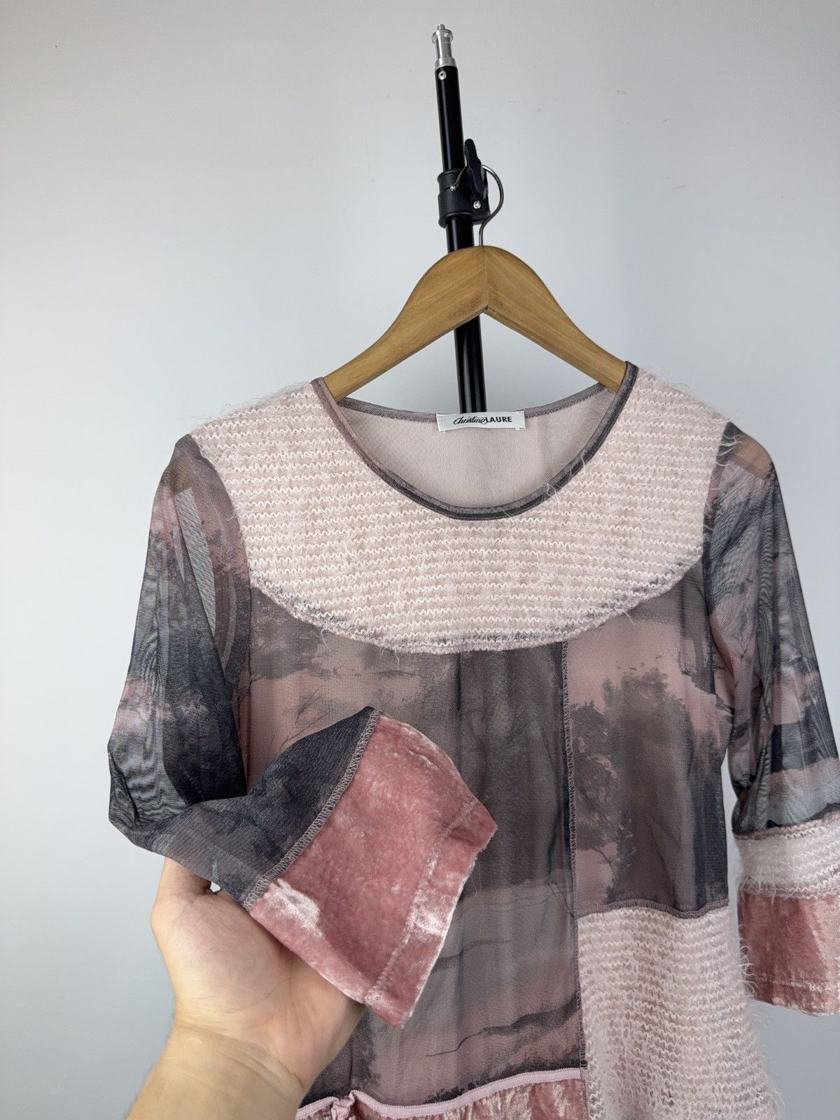 Designer STYLE ❗️Avant Garde Retro Punk Rock Emo Mesh Top Blouses Size M / US 6-8 / IT 42-44 - 4 Thumbnail